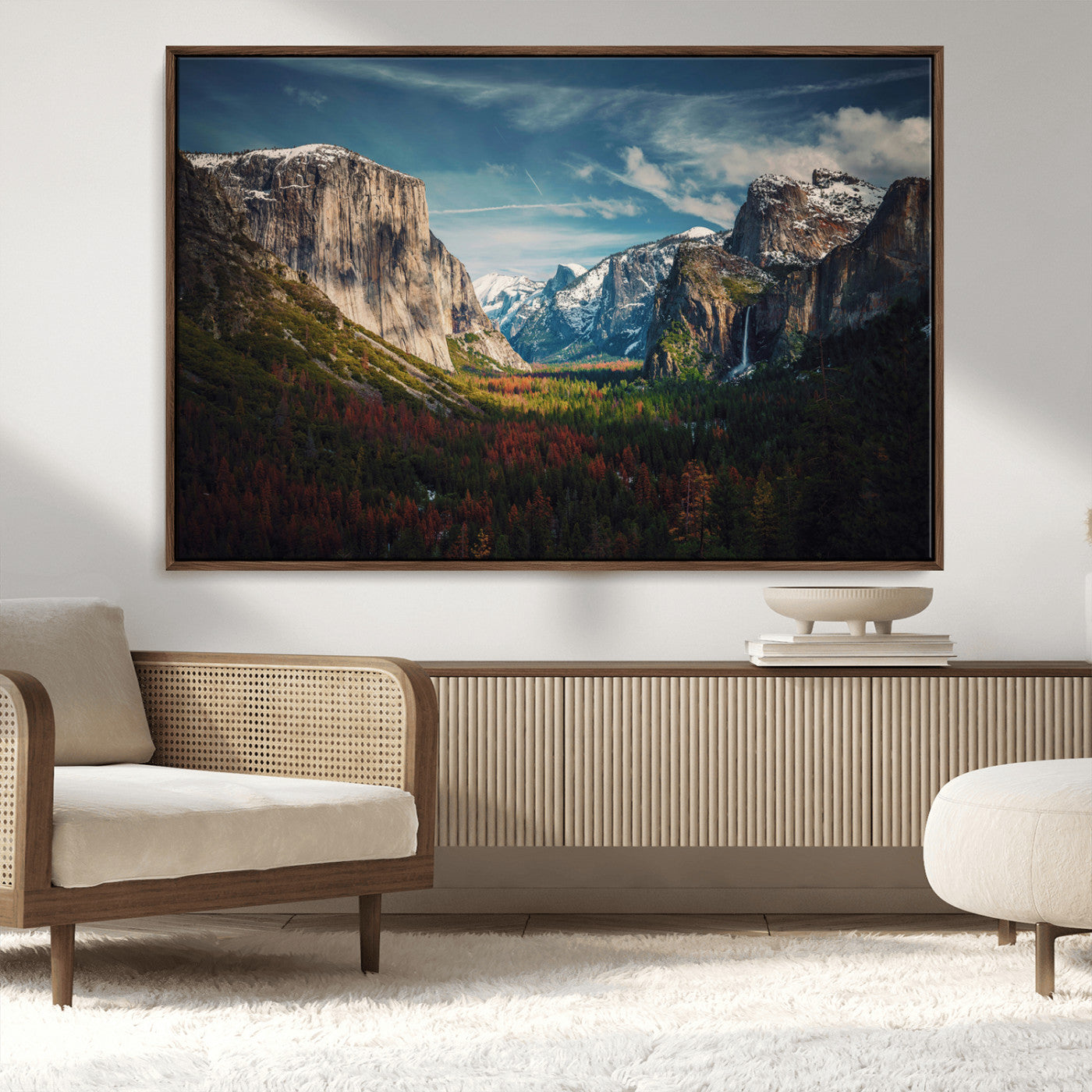 15244033-MGV-CV-36X24-Yosemite National Wall Art Canvas Print, Framed Mountain Landscape Art Picture Print, El Capitan Perfect Rustic Farmhouse Decor