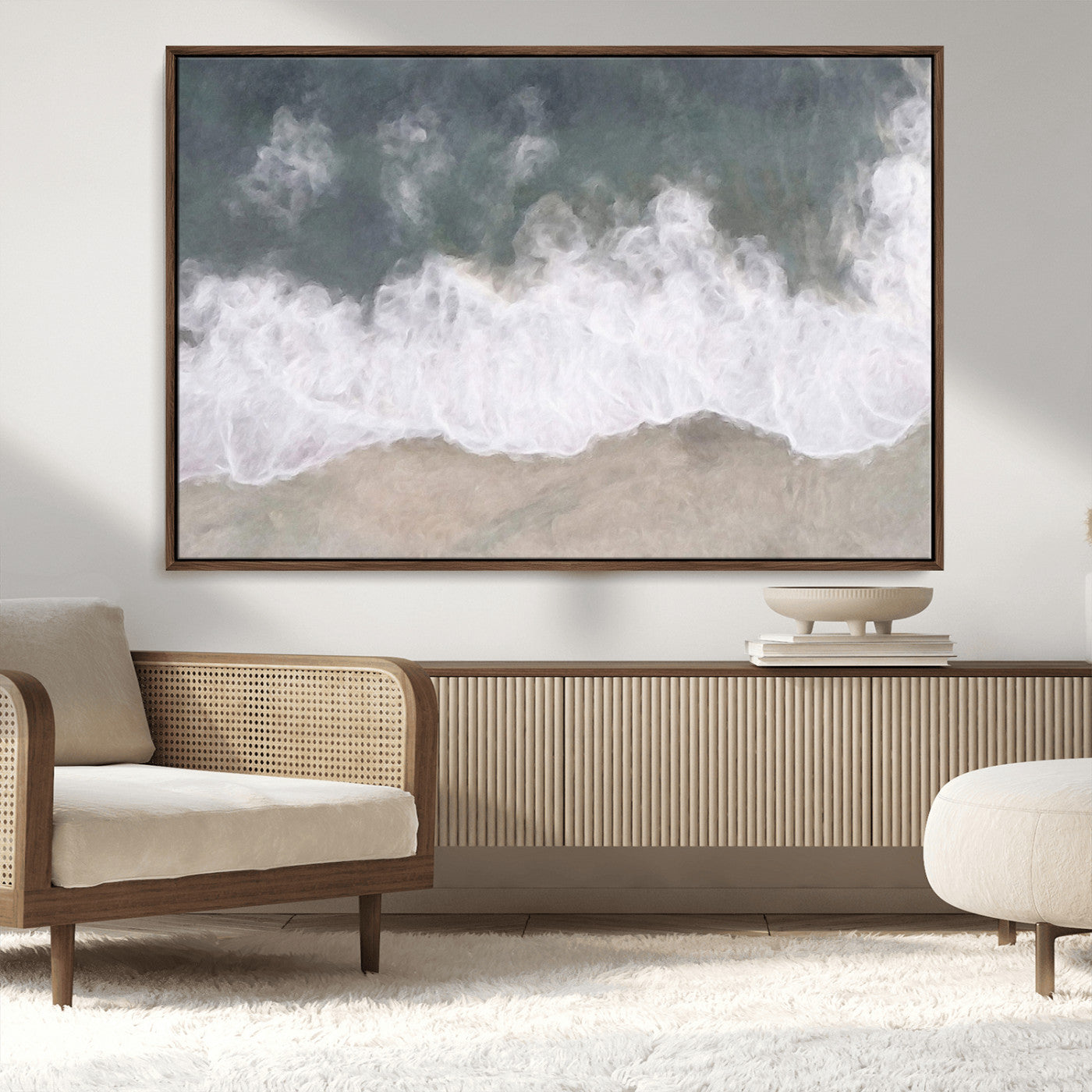 10072982-MGV-CV-36X24-Abstract Ocean Wave Wall Art – Coastal Beach Canvas Print, Minimalist Seascape Painting, Modern Ocean Inspired Artwork for Living