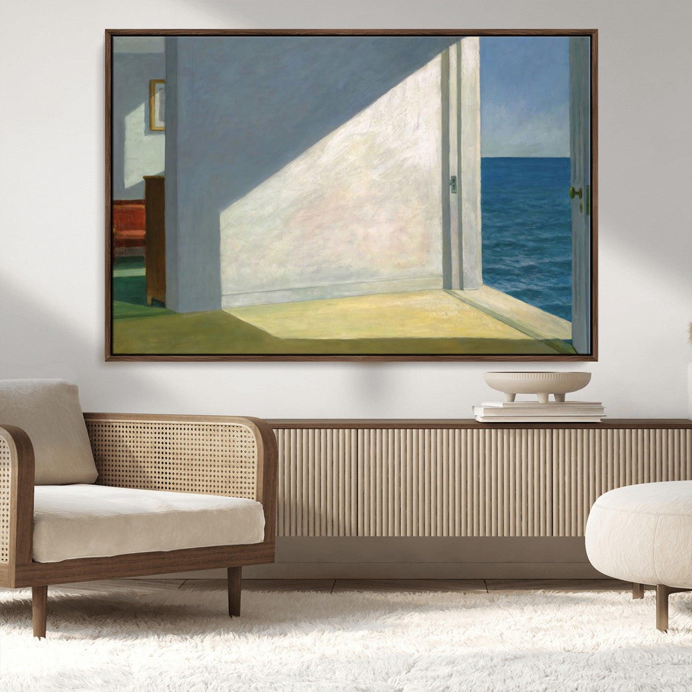 34188481-MGV-CV-36X24-Coastal Sunlight Wall Art – Minimalist Ocean View Canvas Print, Serene Beach House Inspired Decor for Bedroom, Living Room,