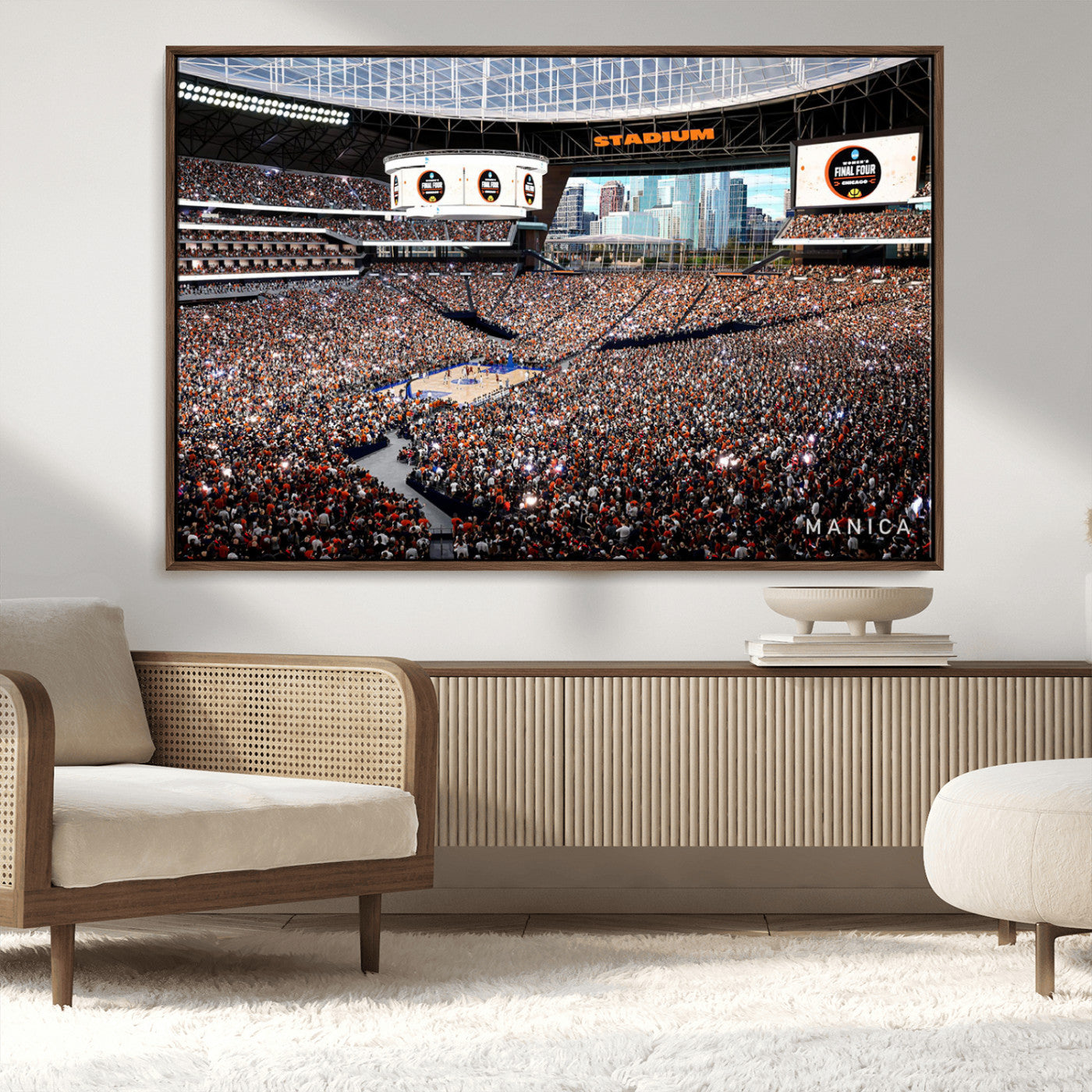 38616413-MGV-CV-36X24-Chicago Dome Stadium Wall Art – Futuristic Basketball Final Four Arena Canvas Print, Modern Sports Fan Decor for Man Cave or
