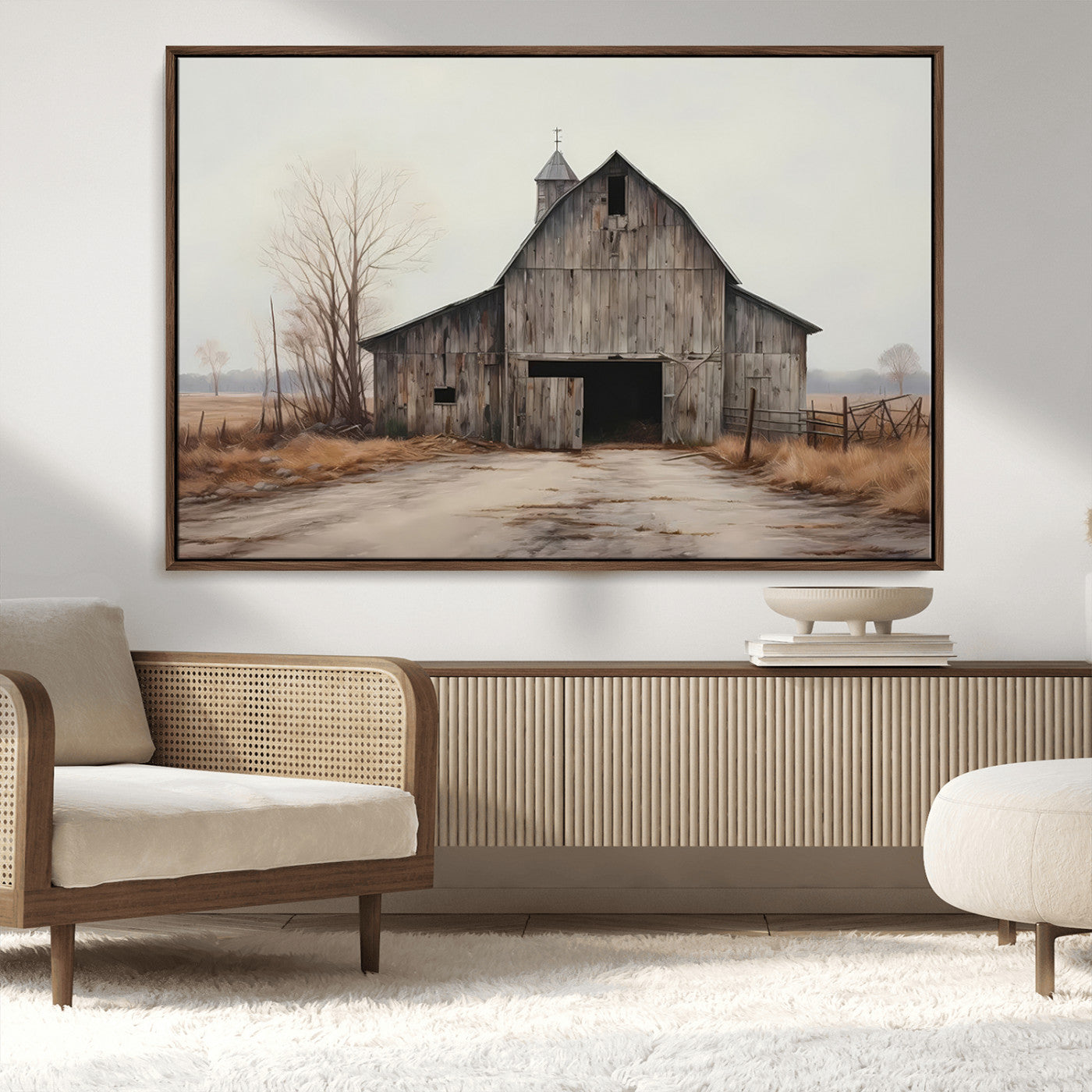 90499-MGV-CV-36X24-Old Barn Wall Art Canvas Print, Framed Rustic Barn Art Picture Print, Abandoned Farm Perfect Rustic Farmhouse Decor Artwork