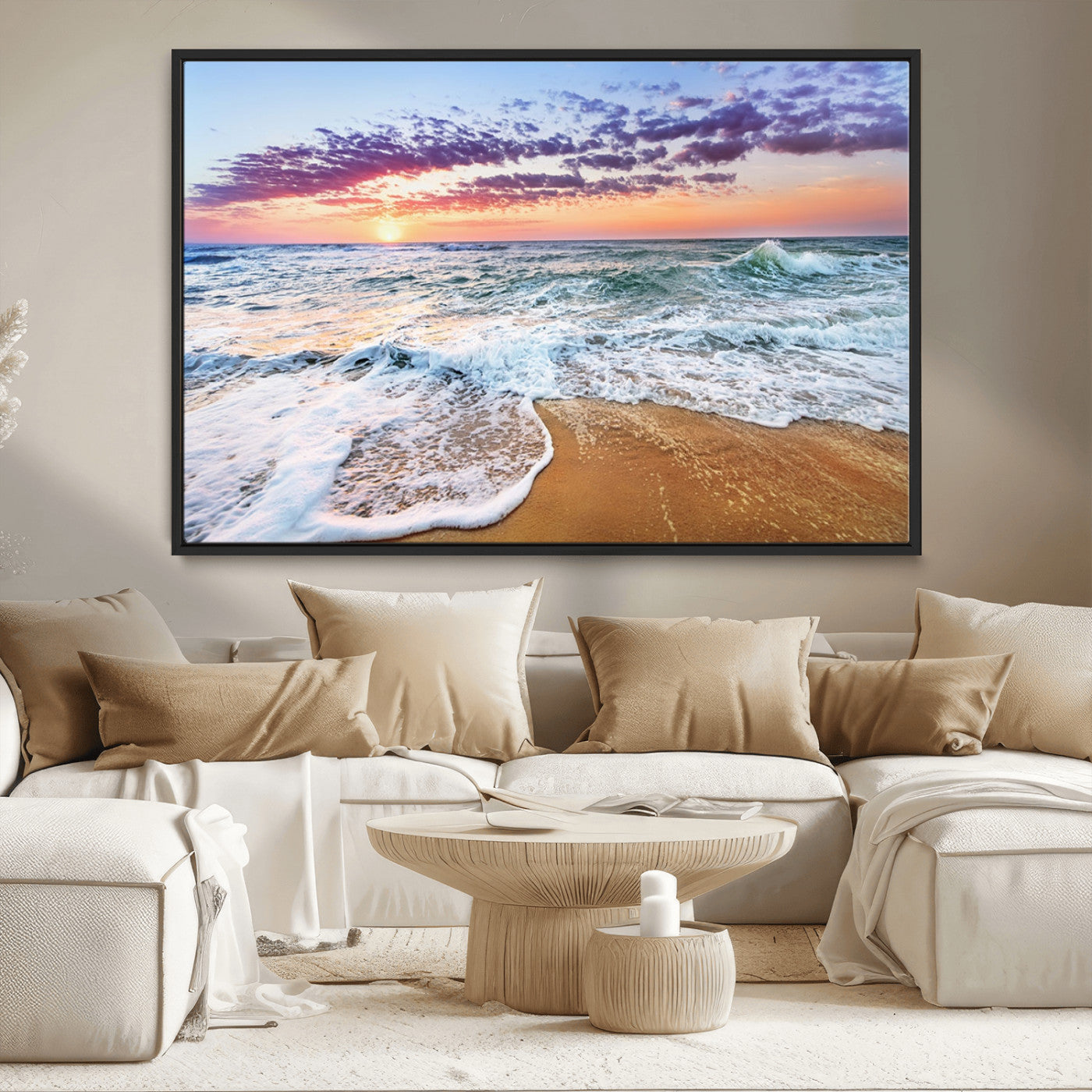 44120-MGV-CV-36X24-Ocean Sunset Wall Art – Beach Landscape Canvas Print, Serene Coastal Decor for Living Room, Office or Bedroom