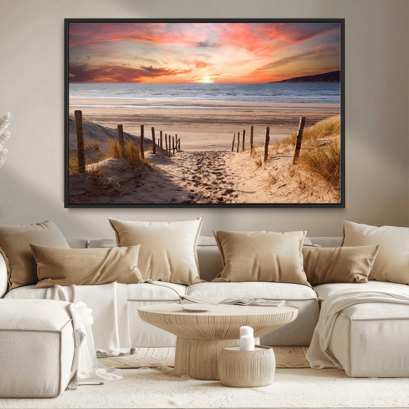 78111-MGV-CV-36X24-Sunset Pathway Wall Art – Panoramic Coastal Canvas Print, Tranquil Beach Decor for Living Room, Office or Bedroom