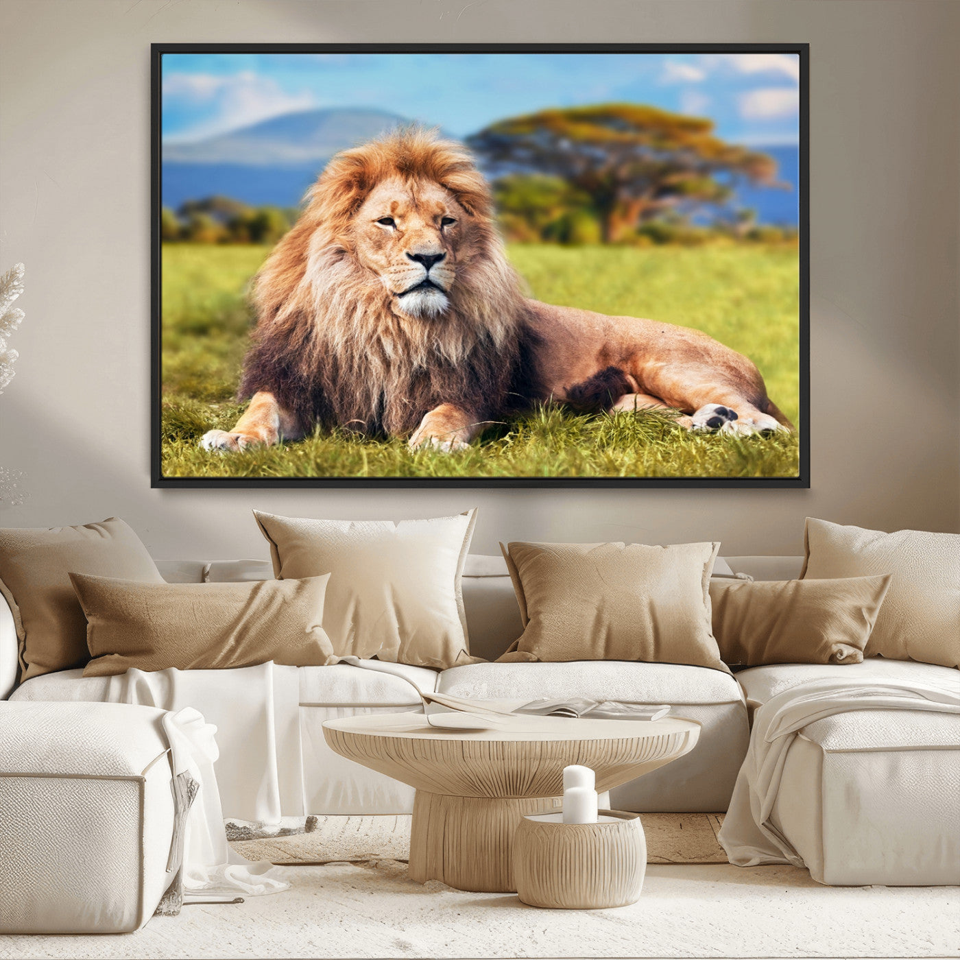 67826-MGV-CV-36X24-Majestic Lion Wall Art – King of the Jungle Canvas Print, Safari Wildlife Decor for Living Room, Office, or Man Cave