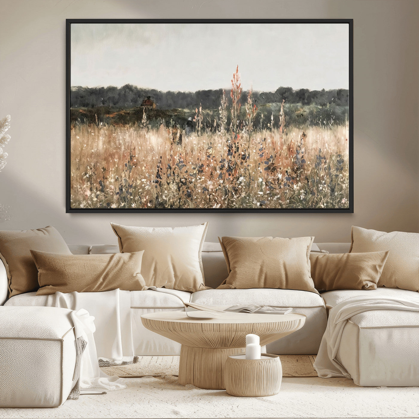 46308-MGV-CV-36X24-Wildflower Field Wall Art – Rustic Meadow Landscape Canvas Print, Country Nature Decor for Living Room, Bedroom or Farmhouse