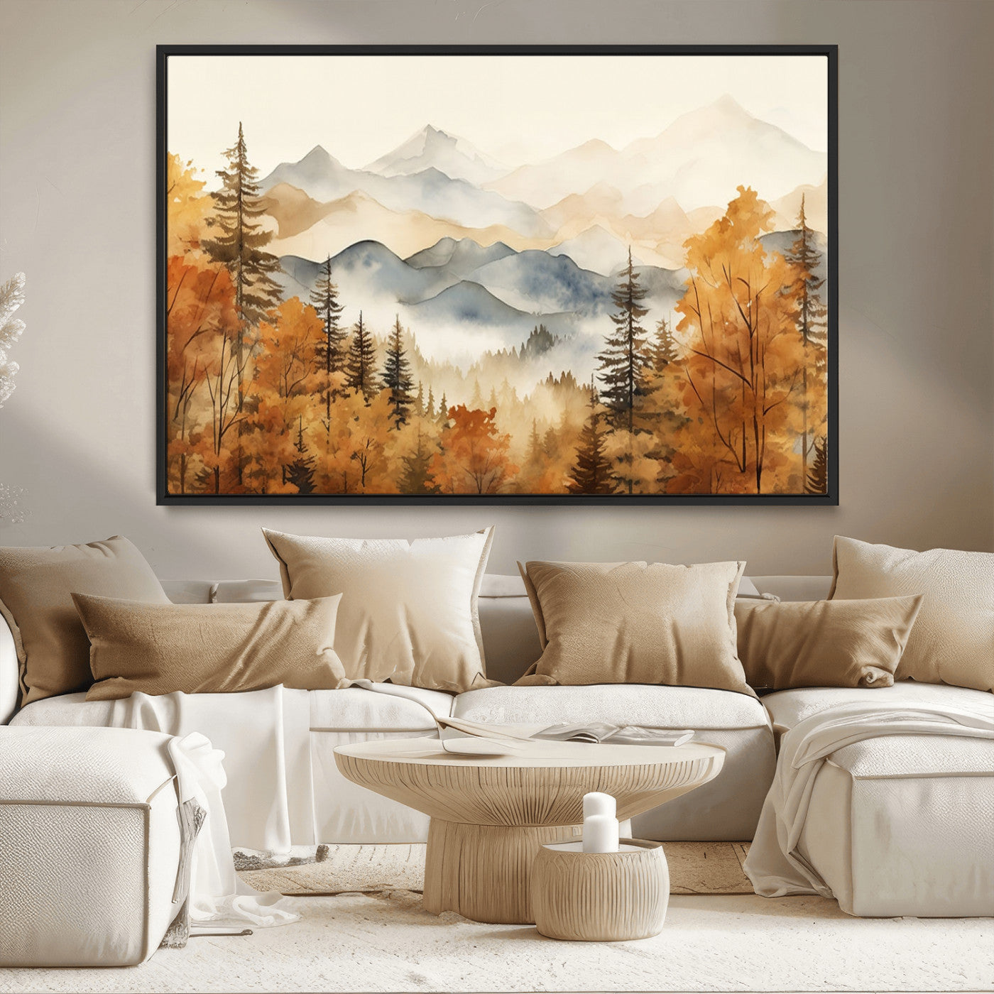 72950-MGV-CV-36X24-Autumn Mountain Forest Wall Art – Golden Fall Landscape Canvas Print, Nature-Inspired Home Decor for Living Room, Bedroom or