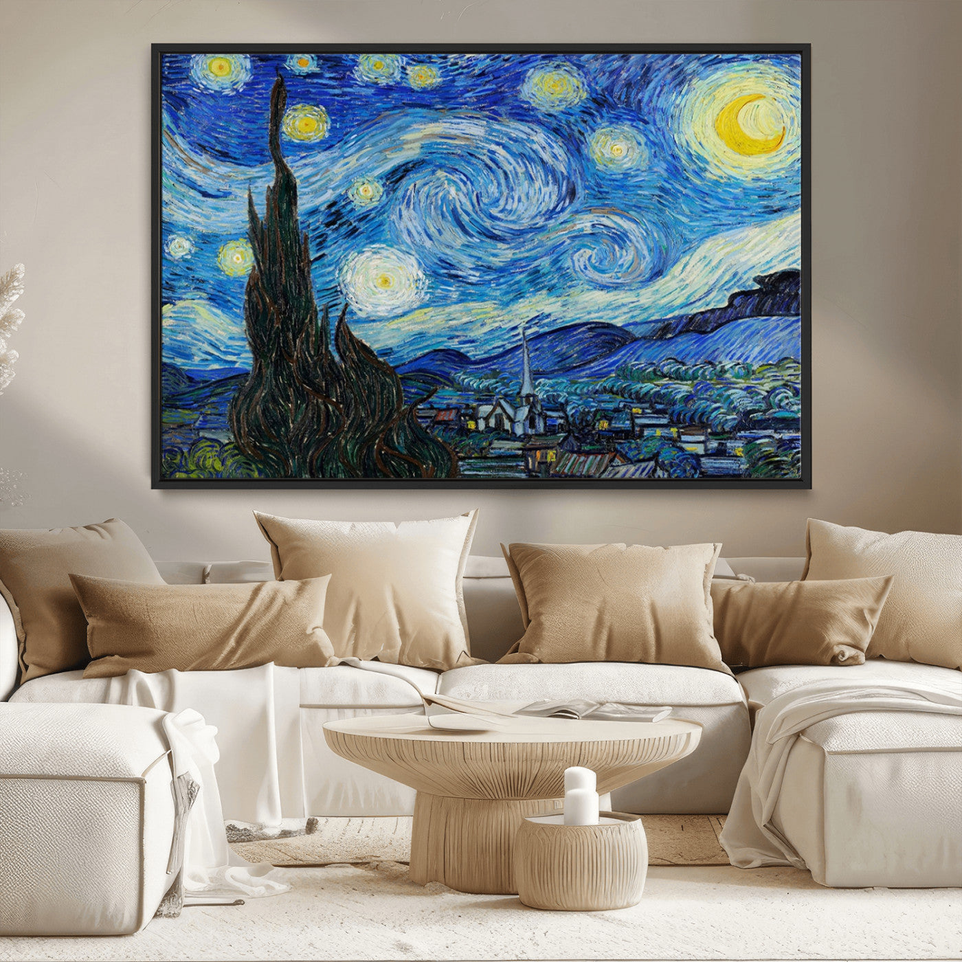 39177-MGV-CV-36X24-Starry Night Wall Art – Vincent van Gogh Famous Painting Canvas Print, Timeless Starry Sky Decor for Living Room, Bedroom or