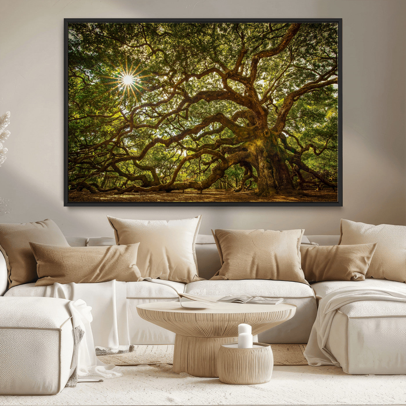 57983-MGV-CV-36X24-Angel Oak Tree Wall Art Canvas Print, Framed Oak Tree Art Picture Print, Angel Oak Perfect Rustic Nature Decor Artwork