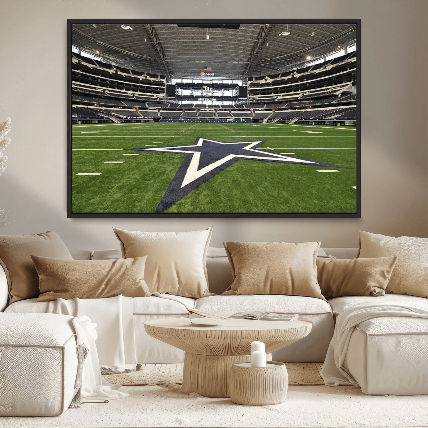 14834-MGV-CV-36X24-Dallas Att Stadium Wall Art Canvas Print, Framed Texas NFL Stadium Art Picture Print, American Football Stadium Perfect Sports