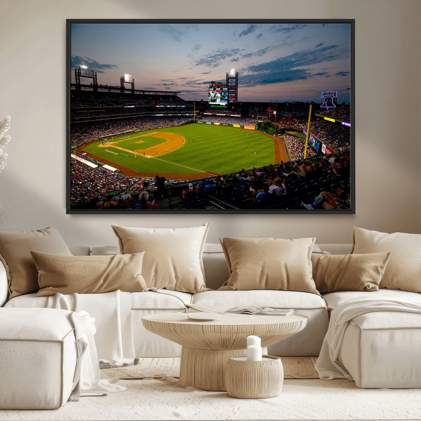 17415-MGV-CV-36X24-Philadelphia Phillies Stadium Wall Art Canvas Print, Framed Citizens Bank Park Art Picture Print, Phillies Stadium Field Perfect