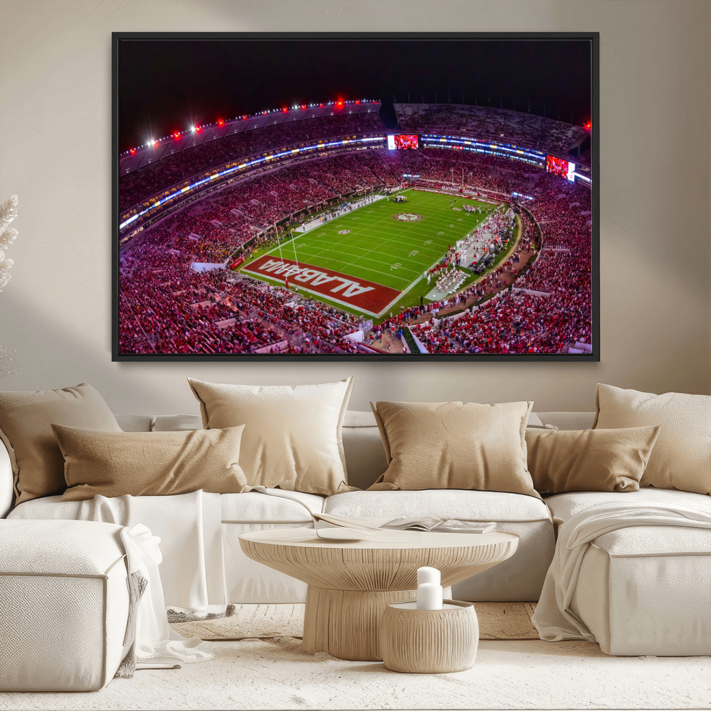 11343-MGV-CV-36X24-Bryant-Denny Stadium Wall Art – Panoramic Alabama Crimson Tide Football Field Canvas Print, Game Day Decor for Office, Man Cave or
