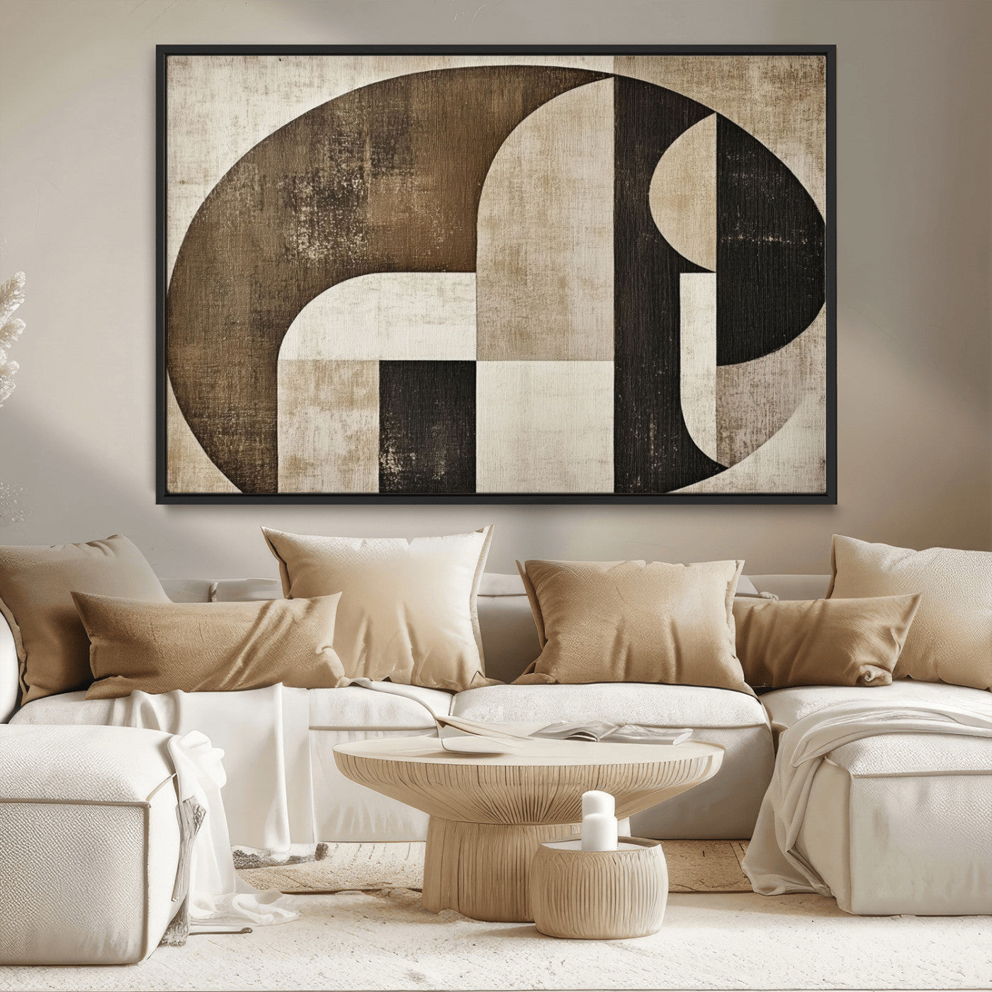 44796-MGV-CV-36X24-Wabi Sabi Wall Art Canvas Print, Framed Geometric Minimalist Art Picture Print, Modern Abstract Perfect Modern Abstract Decor