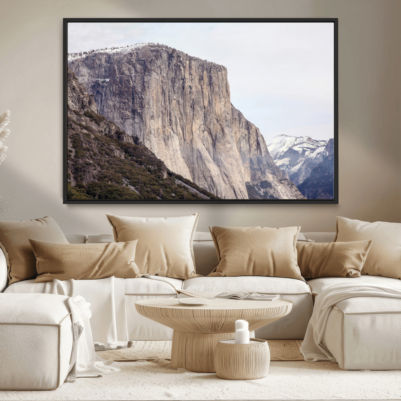 74506434-MGV-CV-36X24-El Capitan Wall Art Canvas Print, Framed Yosemite Cliff Art Picture Print, Sierra Nevada Perfect Sierra Minimalism Decor Artwork