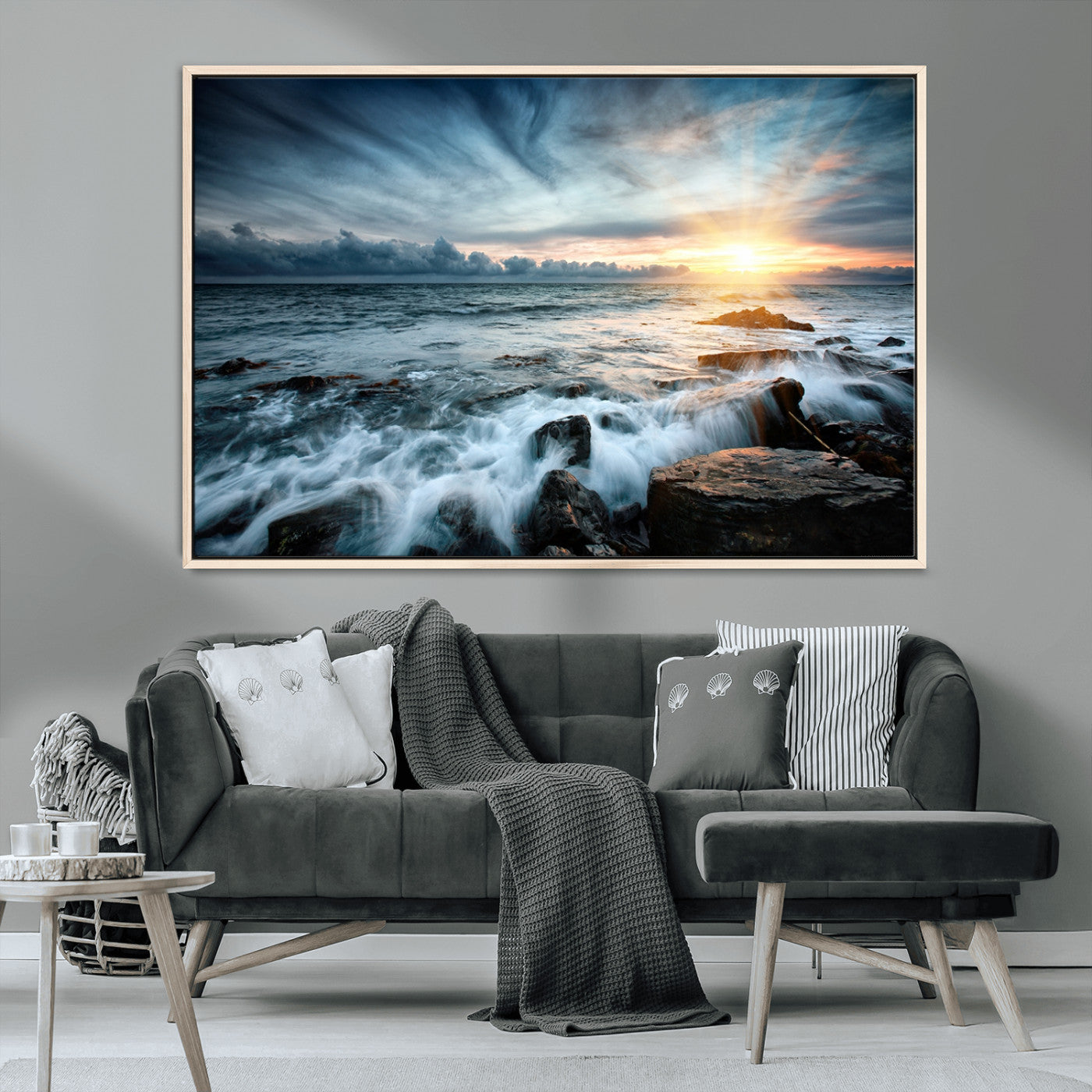 33428-MGV-CV-36X24-Ocean Sunrise Wall Art – Serene Seascape Canvas Print, Coastal Home or Office Decor, Perfect for Living Room, Bedroom, or Study