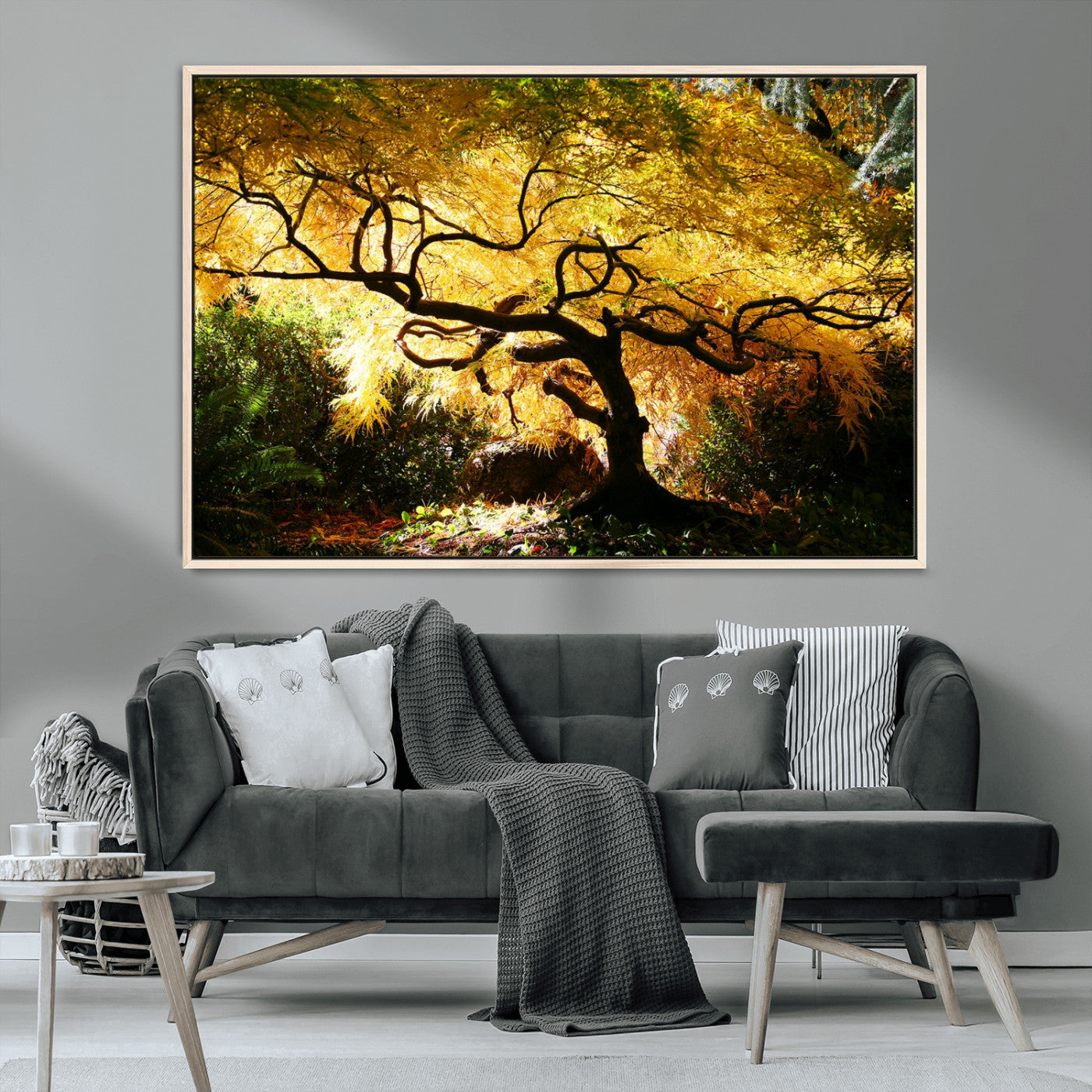 19067-MGV-CV-36X24-Golden Canopy Wall Art – Panoramic Autumn Tree Canvas Print, Warm Seasonal Decor for Living Room, Office or Garden Space