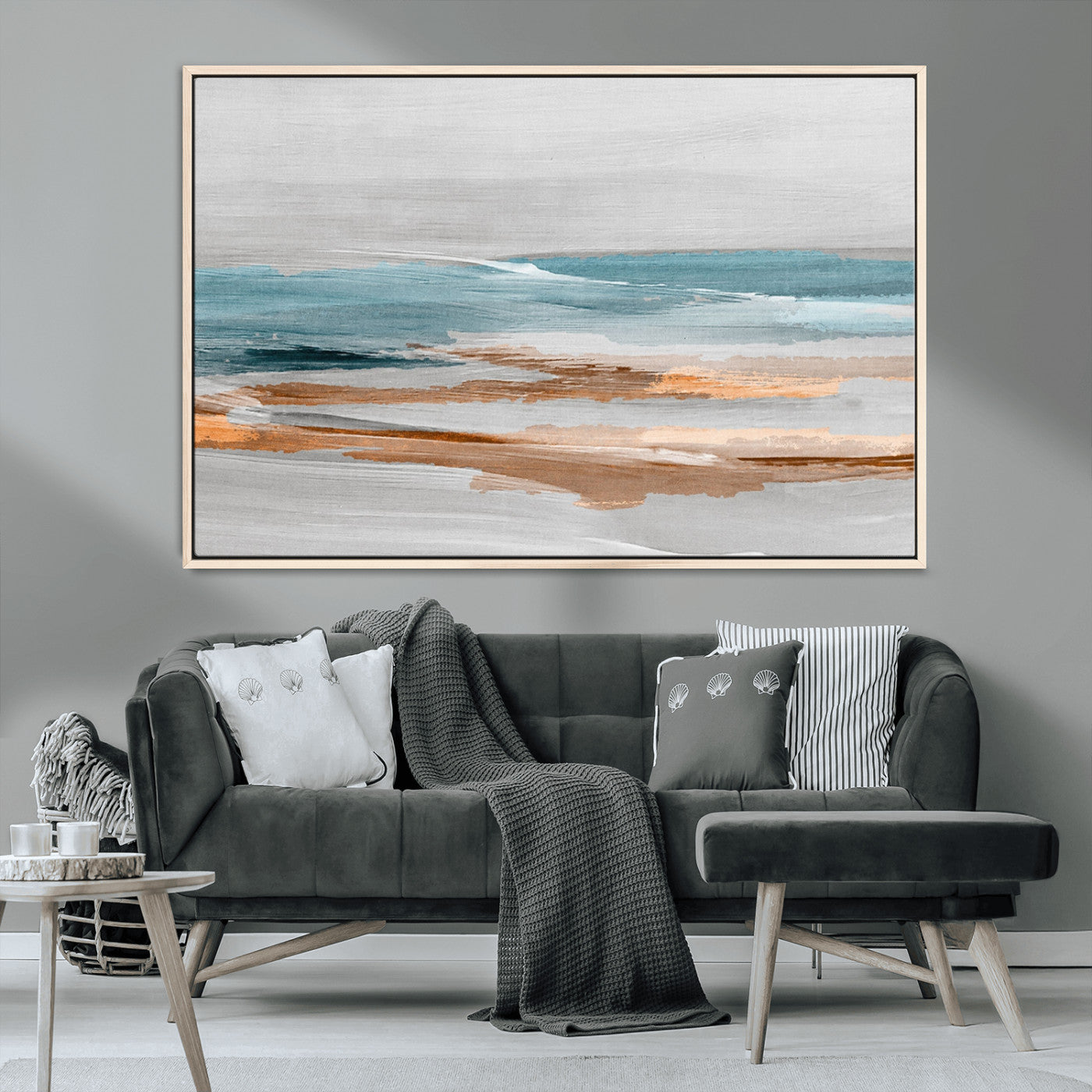 23430-MGV-CV-36X24-Abstract Coastal Wall Art – Modern Ocean Horizon Canvas Print, Minimalist Beach Scene Painting for Bedroom, Living Room, Office or