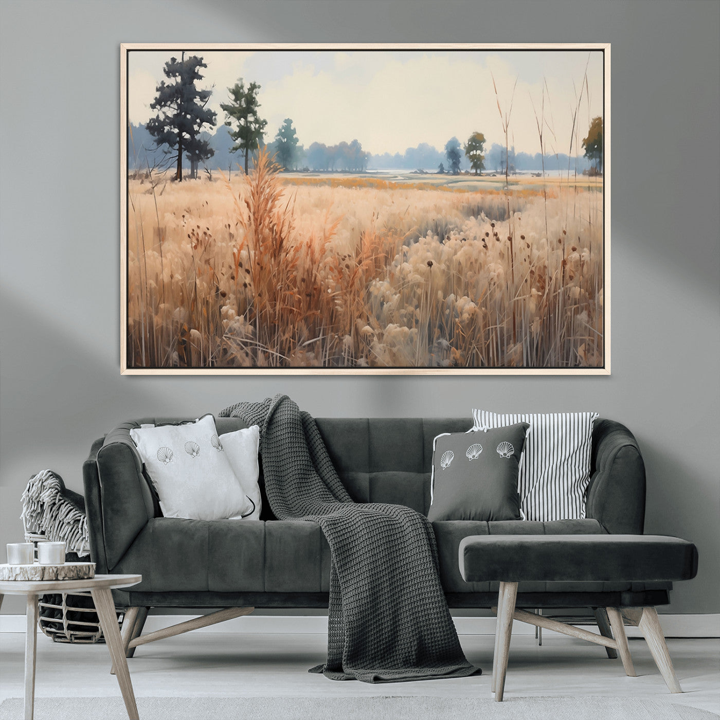 98822-MGV-CV-36X24-Autumn Meadow Wall Art – Tranquil Grassland Landscape Canvas Print, Rustic Country Decor for Living Room, Bedroom or Farmhouse