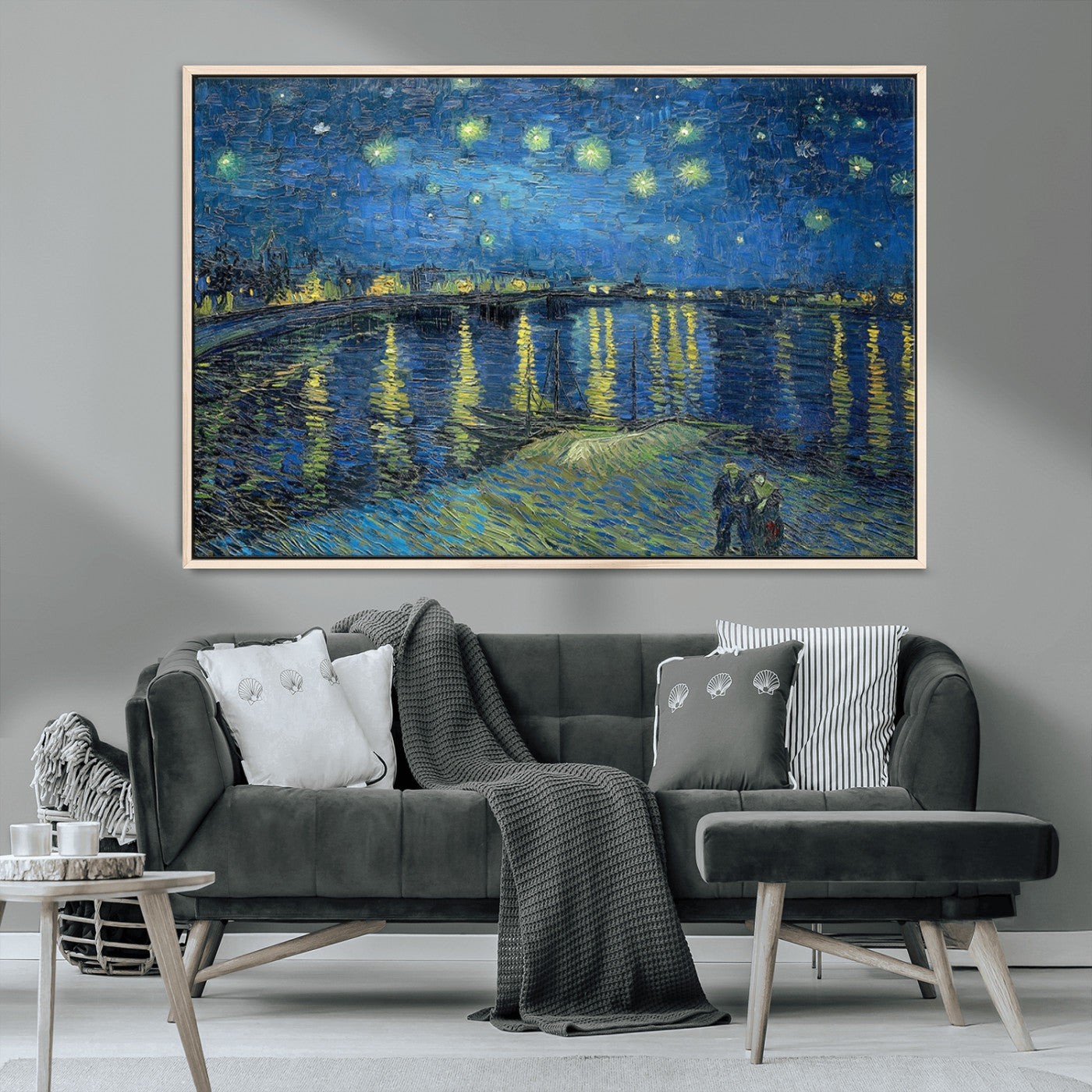 94605-MGV-CV-36X24-Starry Night Over the Rhone Wall Art – Vincent van Gogh Canvas Print, Famous Impressionist Painting for Living Room, Office