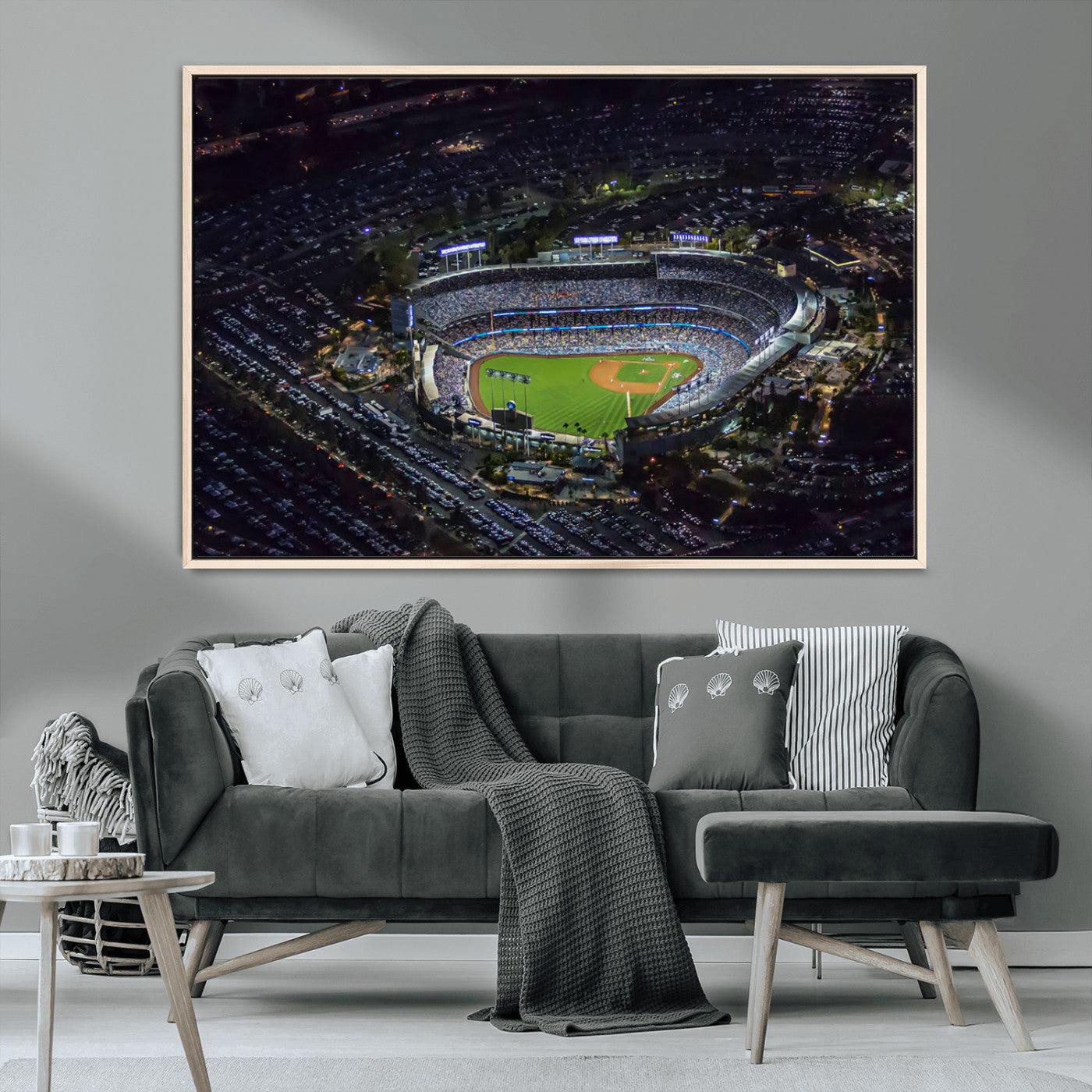 16515-MGV-CV-36X24-Dodgers Stadium Wall Art Canvas Print, Framed Baseball Stadium Art Picture Print, Dodgers Field Perfect Sport Room Decor Artwork