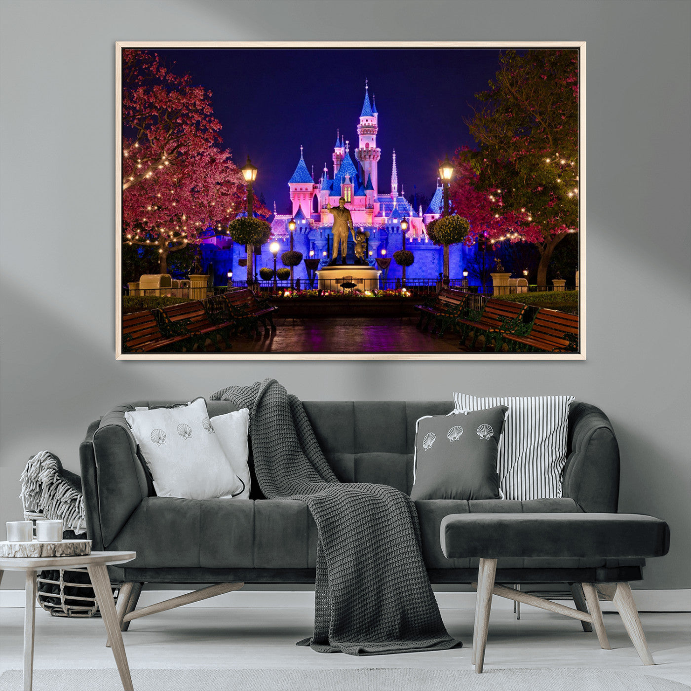 79435-MGV-CV-36X24-Disney Castle Wall Art Canvas Print, Framed Magic Kingdom Art Picture Print, Disney World Perfect Child Room Decor Artwork