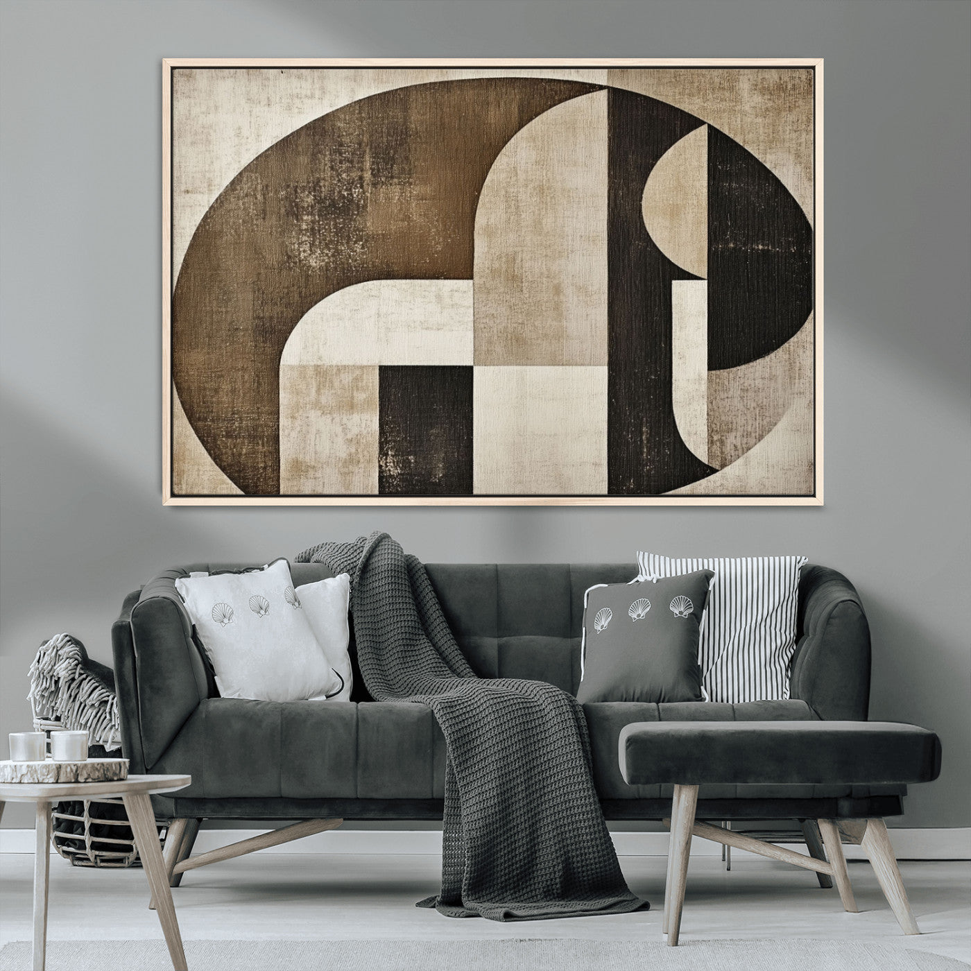 44796-MGV-FC-36X24_Natural-Wabi Sabi Wall Art Canvas Print, Framed Geometric Minimalist Art Picture Print, Modern Abstract Perfect Modern Abstract Decor