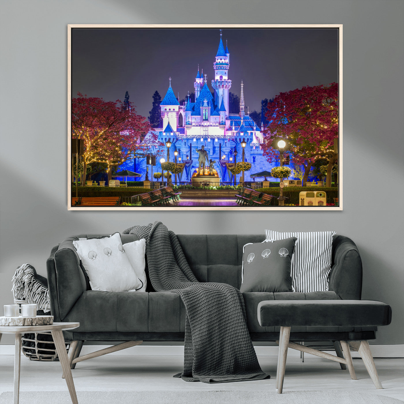 66710-MGV-CV-36X24-Enchanted Castle Wall Art – Magical Night Scene Canvas Print with Glowing Lights, Fantasy Architecture Artwork for Living Room,