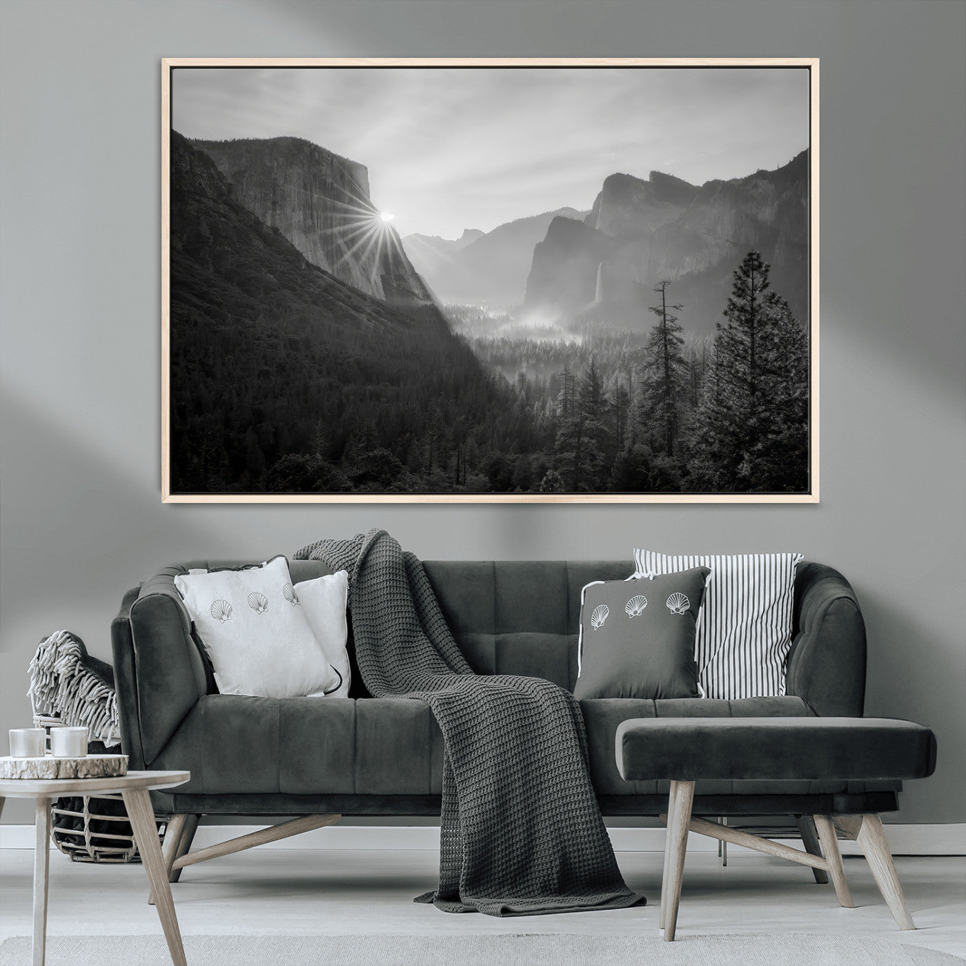 39278955-MGV-CV-36X24-Yosemite Valley Wall Art Canvas Print, Framed El Capitan Art Picture Print, Misty Mountain Perfect Modern Rustic Decor Artwork
