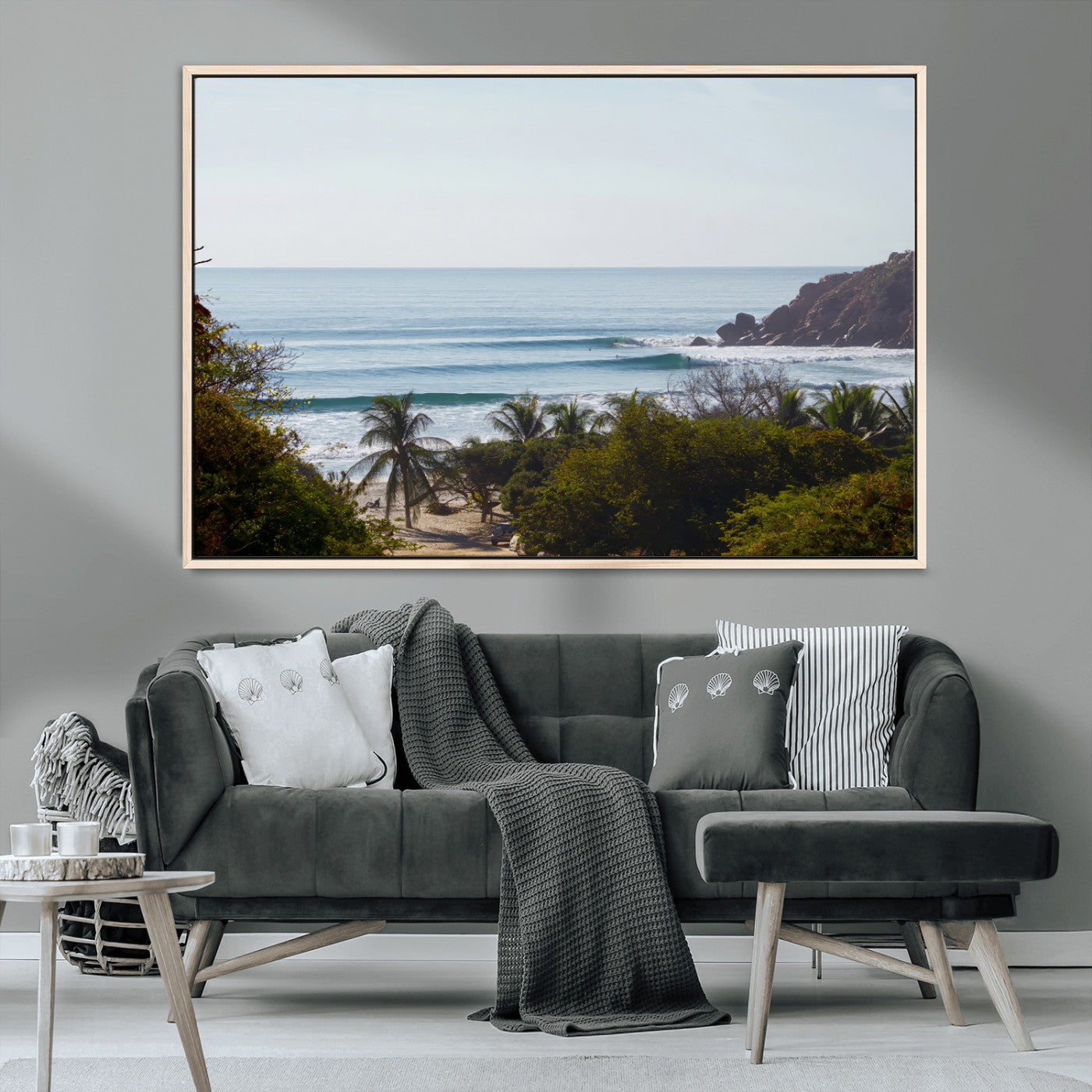 88336640-MGV-CV-36X24-Tropical Beach Scene Wall Art Canvas Print, Framed Coastal Photography Art Picture Print, Ocean Horizon Art Perfect Coastal Boho