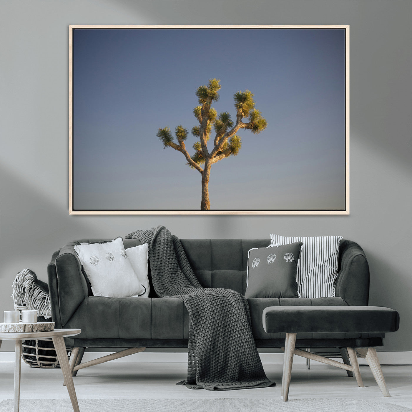 54552043-MGV-CV-36X24-Joshua Tree Art Wall Art Canvas Print, Framed Desert Landscape Art Picture Print, Southwestern Nature Perfect Southwestern Boho