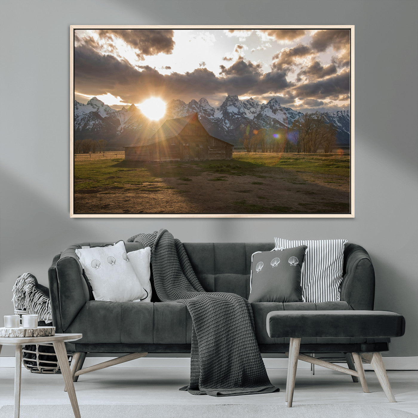 52555760-MGV-CV-36X24-Snowy Peaks Wall Art Canvas Print, Framed Nature Escape Art Picture Print, Rustic Charm Perfect Rustic Western Decor Artwork