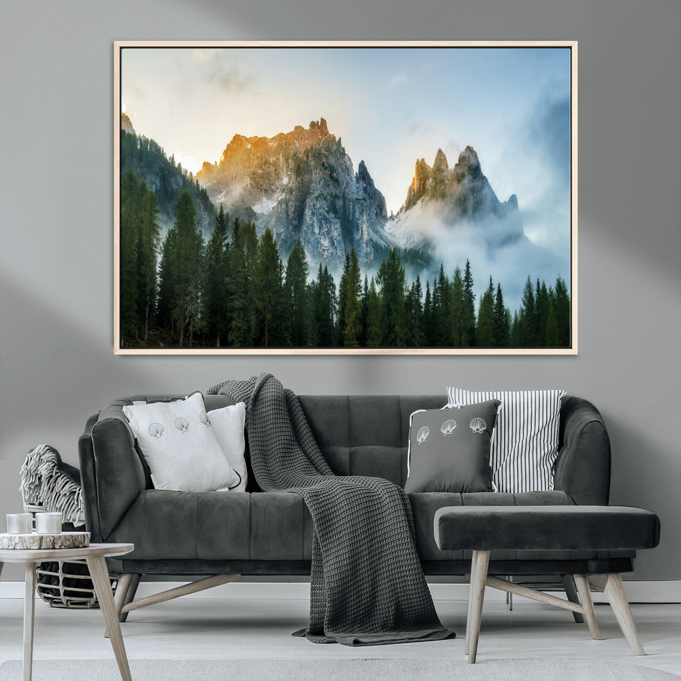 21145440-MGV-CV-36X24-Wilderness Wall Art Wall Art Canvas Print, Framed Nature Landscape Decor Art Picture Print, Misty Forest Photography Perfect