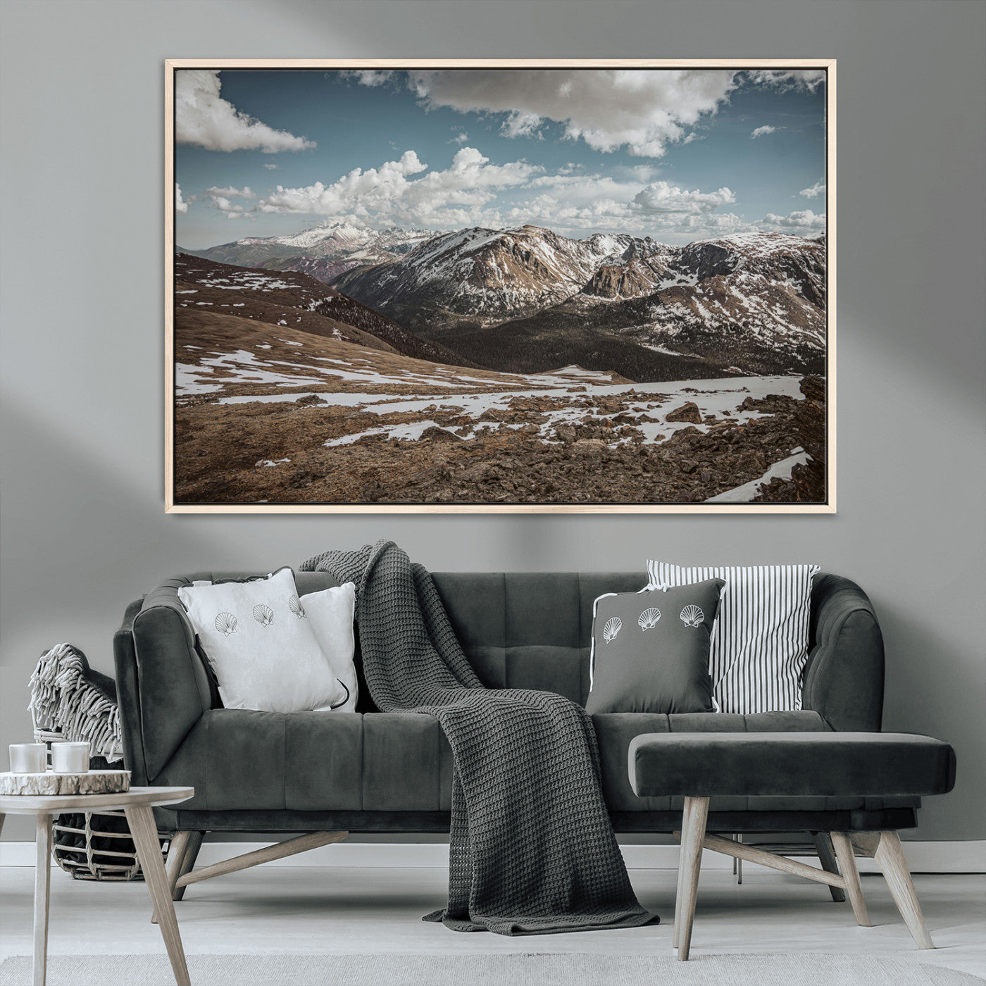 44565953-MGV-CV-36X24-Mountain Landscape Wall Art Canvas Print, Framed Snowy Peaks Art Picture Print, Rugged Highlands Perfect Rustic Adventure Decor