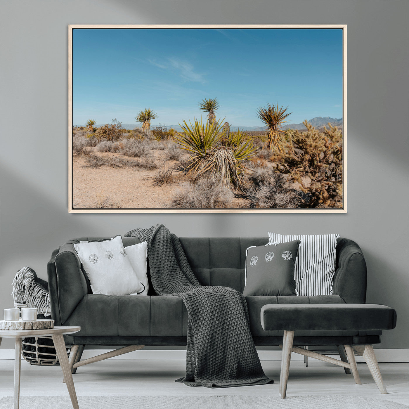 35156165-MGV-CV-36X24-Joshua Tree Wall Art Canvas Print, Framed Desert Landscape Art Picture Print, Warm Earth Tones Perfect Southwestern Minimalist
