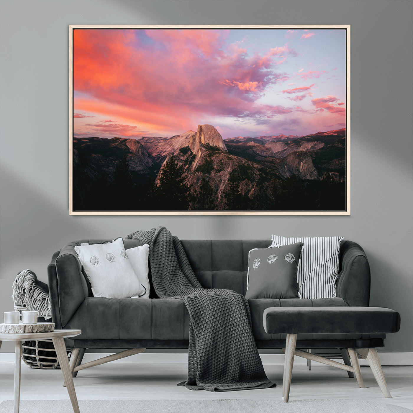 32786115-MGV-CV-36X24-Half Dome Wall Art Canvas Print, Framed Yosemite National Park Art Picture Print, Dramatic Sunset Perfect Adventurous Wilderness