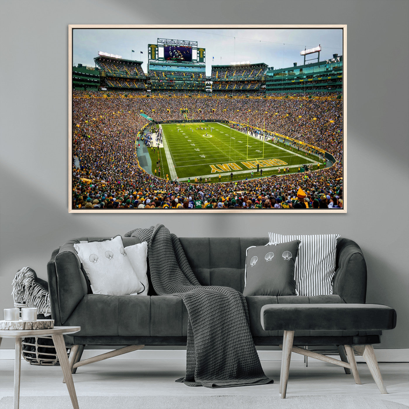 96617112-MGV-CV-36X24-Lambeau Field Wall Art – Green Bay Packers NFL Football Stadium Canvas Print – Game Day Crowd Sports Decor for Man Cave, Bar, or