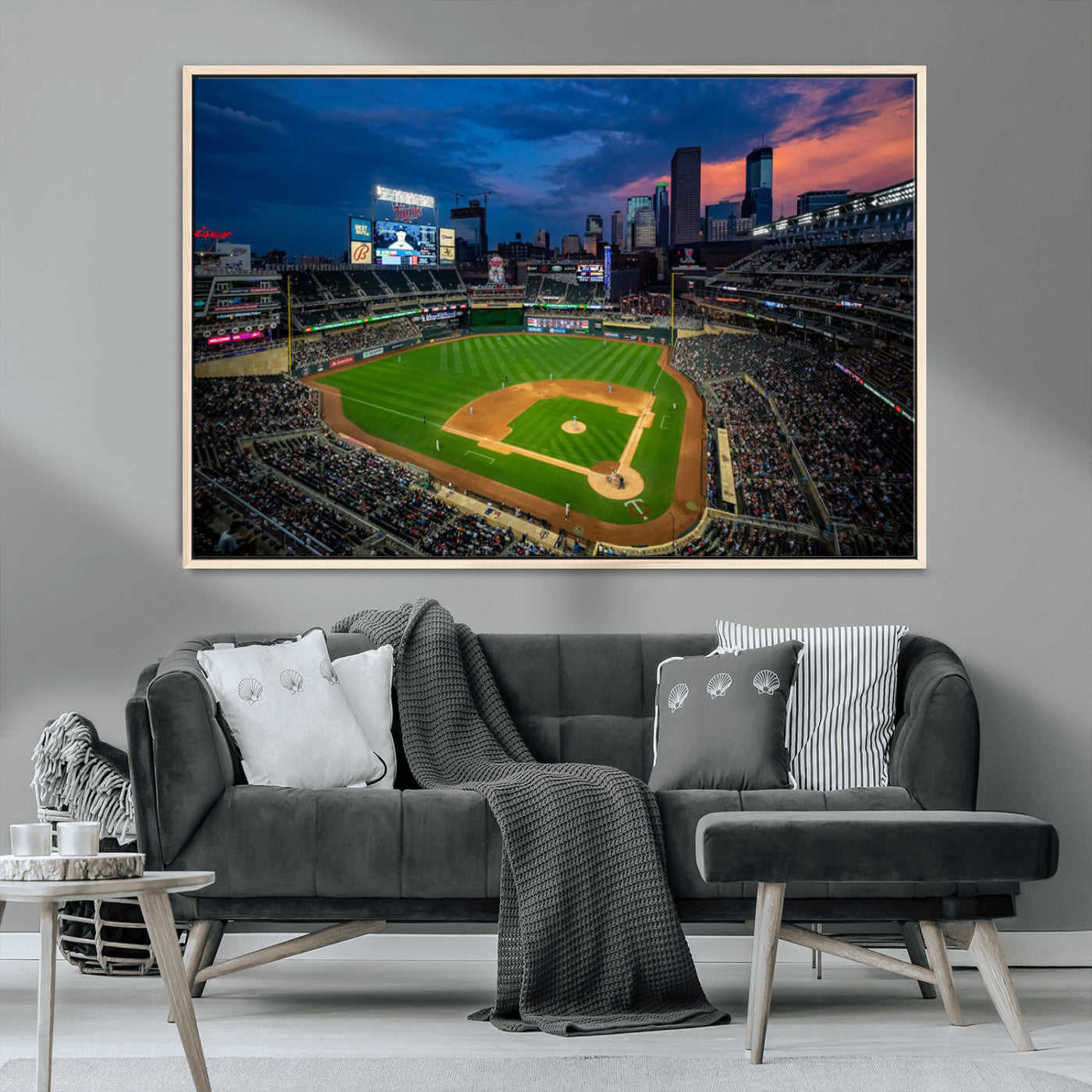 68222753-MGV-CV-36X24-Baseball Stadium Wall Art – Panoramic Night Game Canvas Print, Sports Decor for Man Cave, Office, Bar, or Living Room