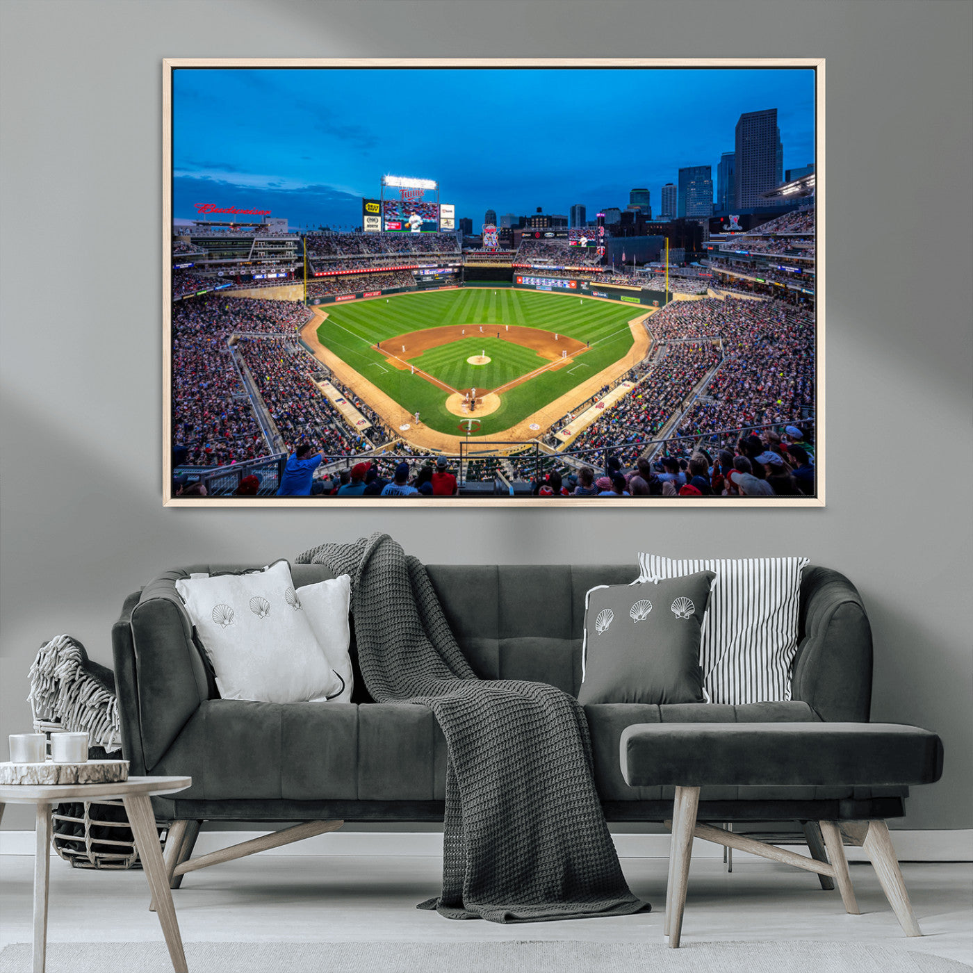 77273035-MGV-CV-36X24-Baseball Stadium Wall Art – Panoramic Evening Game Canvas Print, Sports Fan Decor for Man Cave, Office, Bar, or Living Room
