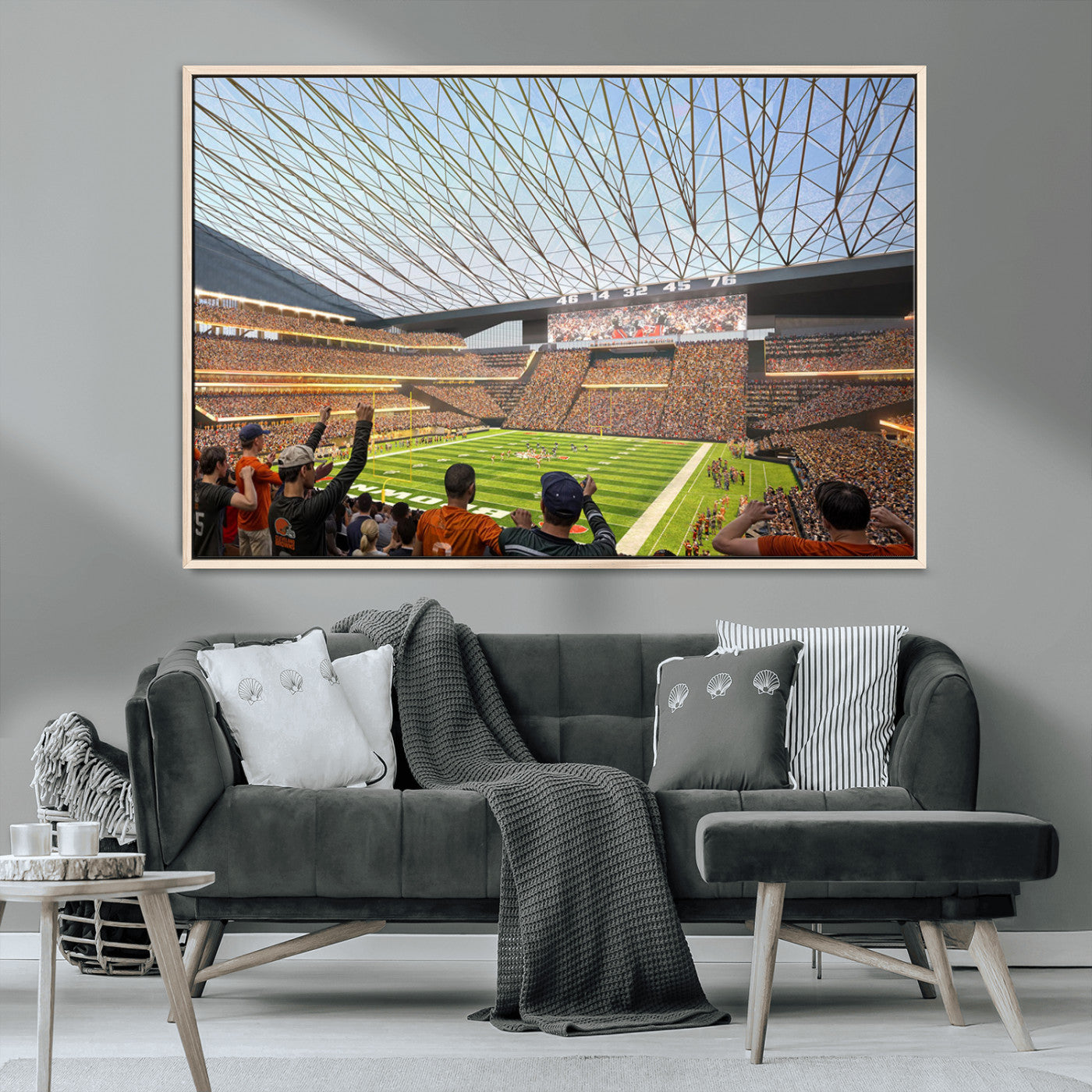 81960112-MGV-CV-36X24-Futuristic Football Stadium Wall Art – Modern Dome Arena Canvas Print, Chicago Bears Concept Design Sports Decor for Man Cave or