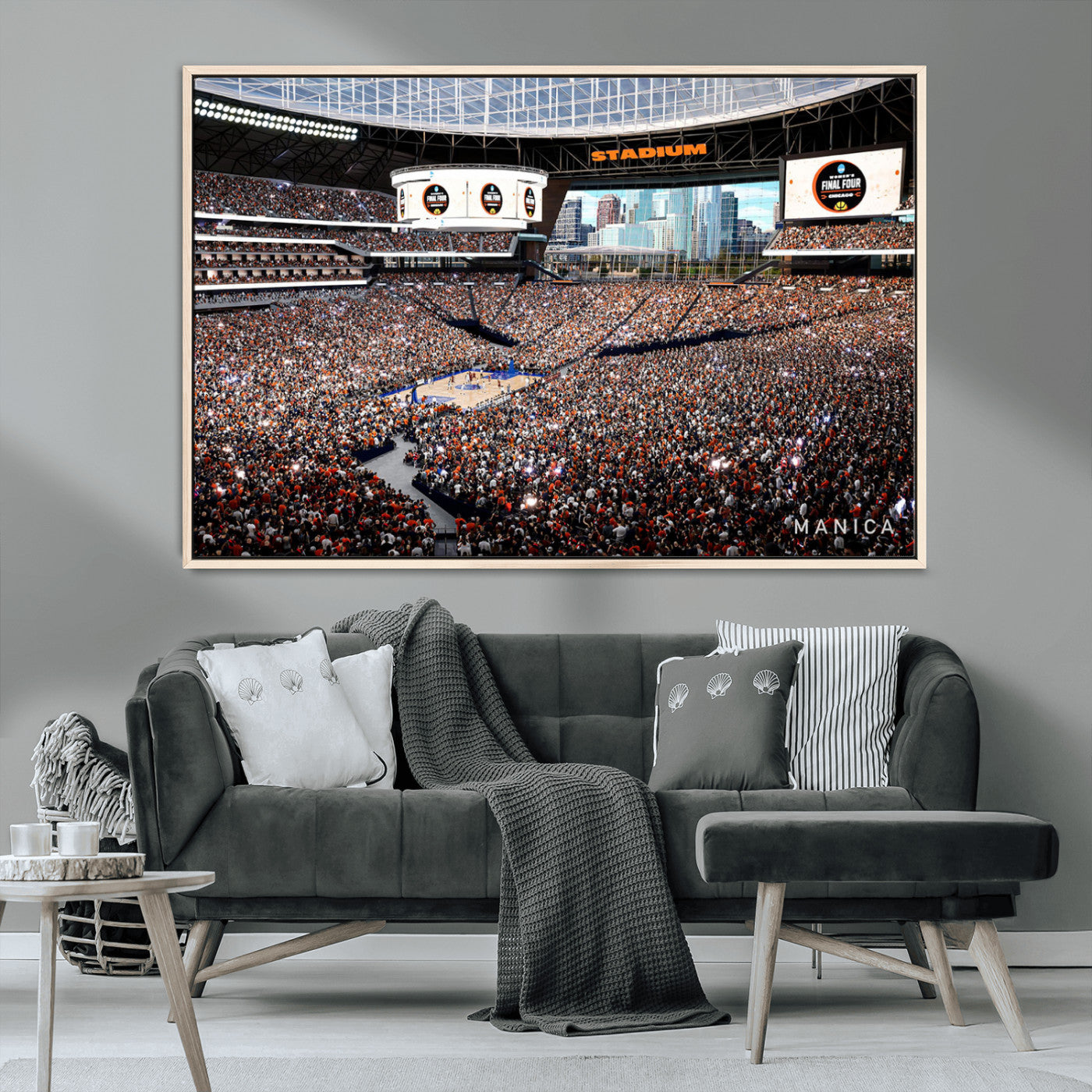 38616413-MGV-CV-36X24-Chicago Dome Stadium Wall Art – Futuristic Basketball Final Four Arena Canvas Print, Modern Sports Fan Decor for Man Cave or