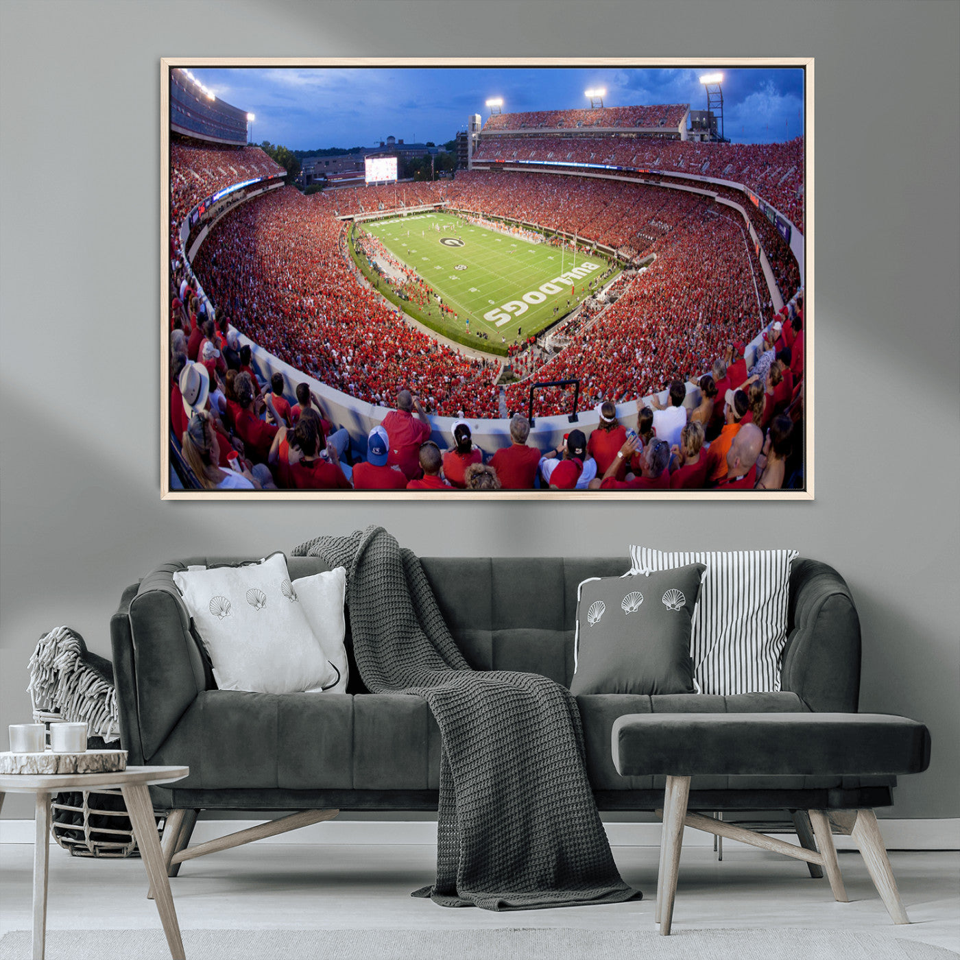 10244378-MGV-CV-36X24-Sanford Stadium Wall Art – Georgia Bulldogs Football Panoramic Evening Canvas Print, College Game Day Decor for Man Cave, Bar, or