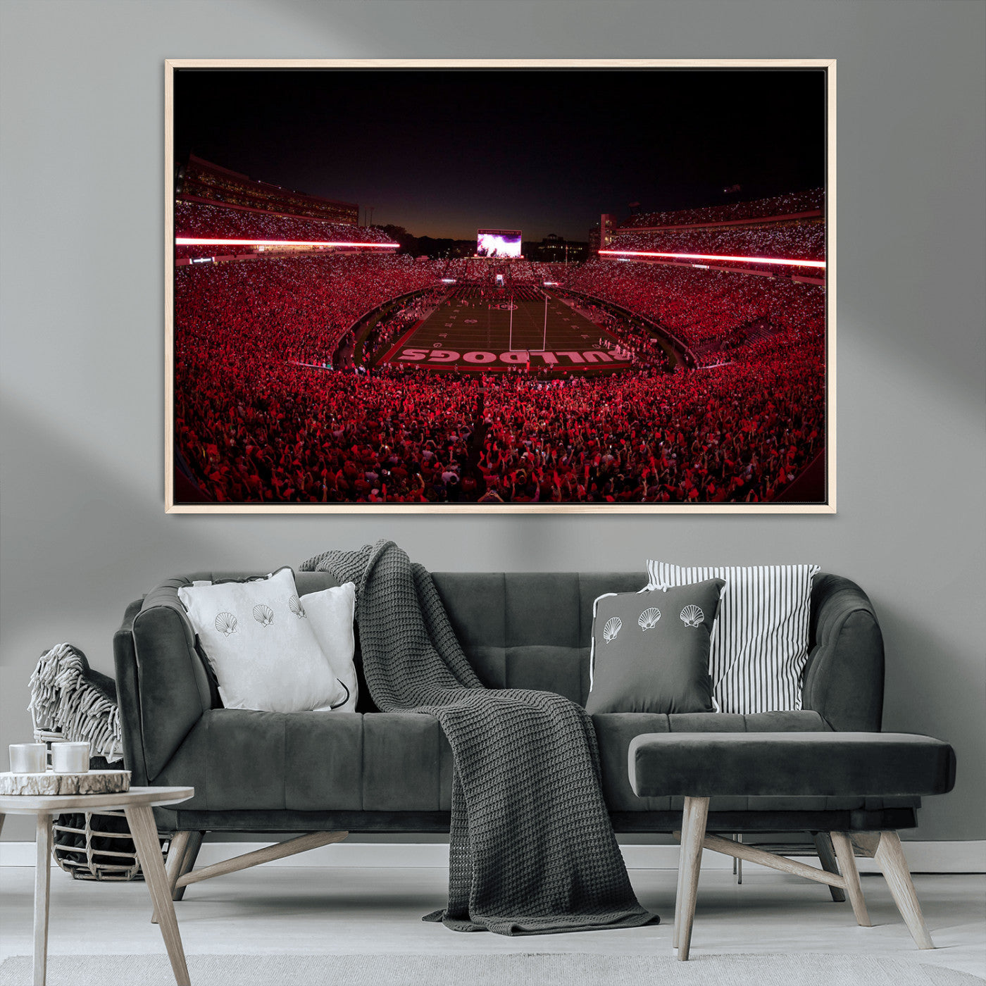 38331045-MGV-CV-36X24-Sanford Stadium Wall Art – Georgia Bulldogs Football Red Night Game Canvas Print, Electric College Sports Decor for Man Cave or