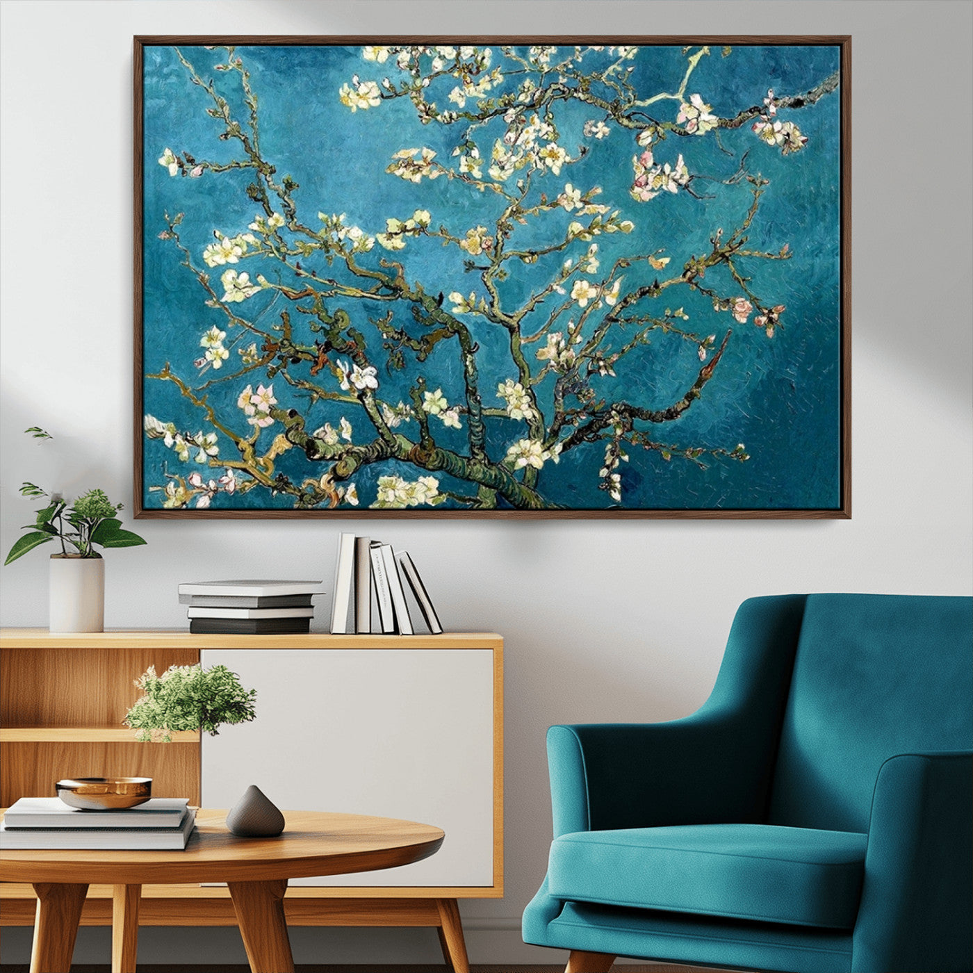 91714-MGV-CV-36X24-Almond Blossoms Wall Art – Handcrafted Van Gogh Inspired Floral Canvas Print, Beautiful Nature Decor for Living Room, Bedroom, or