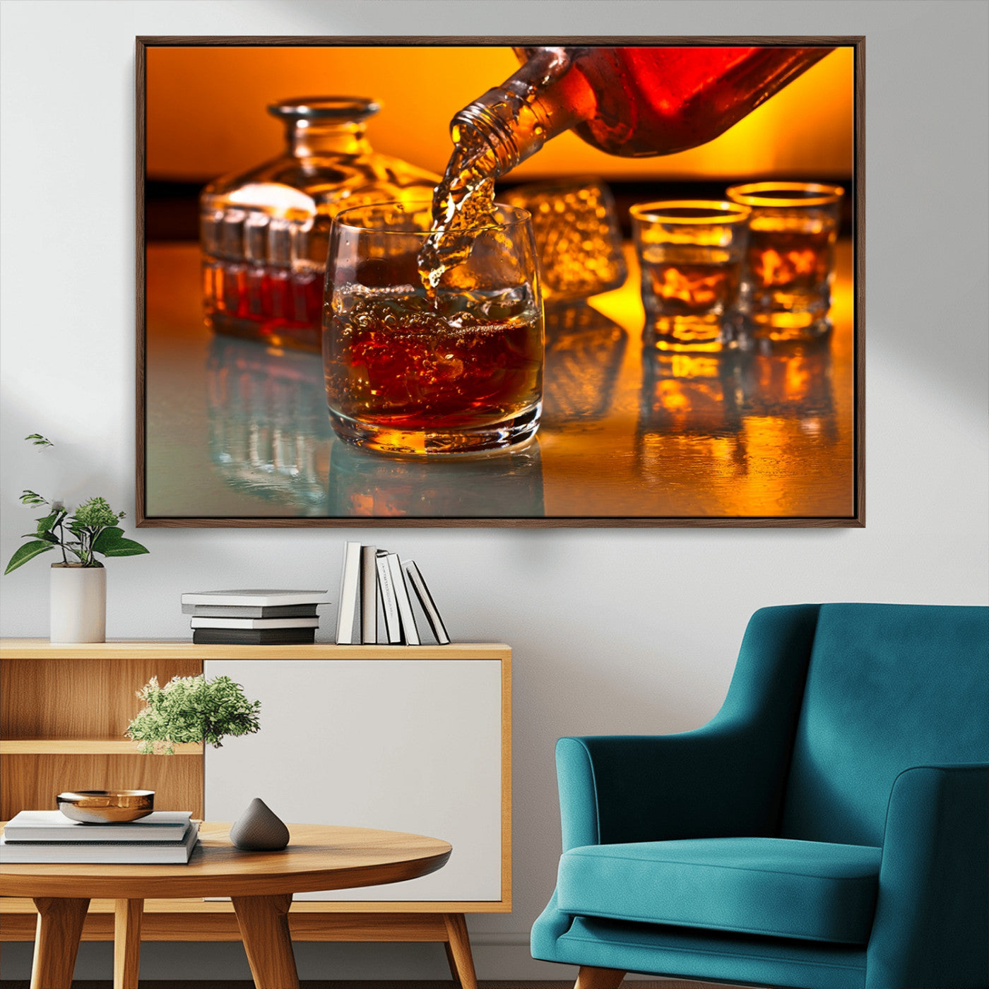 18250-MGV-CV-36X24-Whiskey Pour Wall Art – Captivating Whiskey Splash Canvas Print, Elegant Bar or Home Lounge Decor for Office, Man Cave or Living