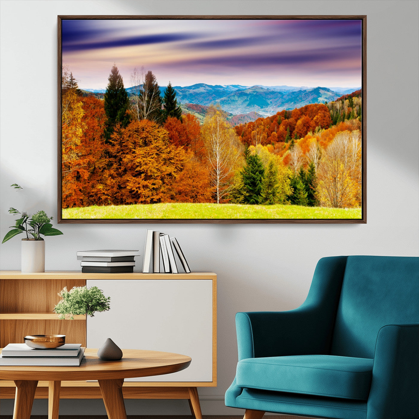 58007-MGV-CV-36X24-Autumn Mountain Landscape Wall Art – Stunning Fall Forest Canvas Print, Cozy Nature Decor for Home or Office