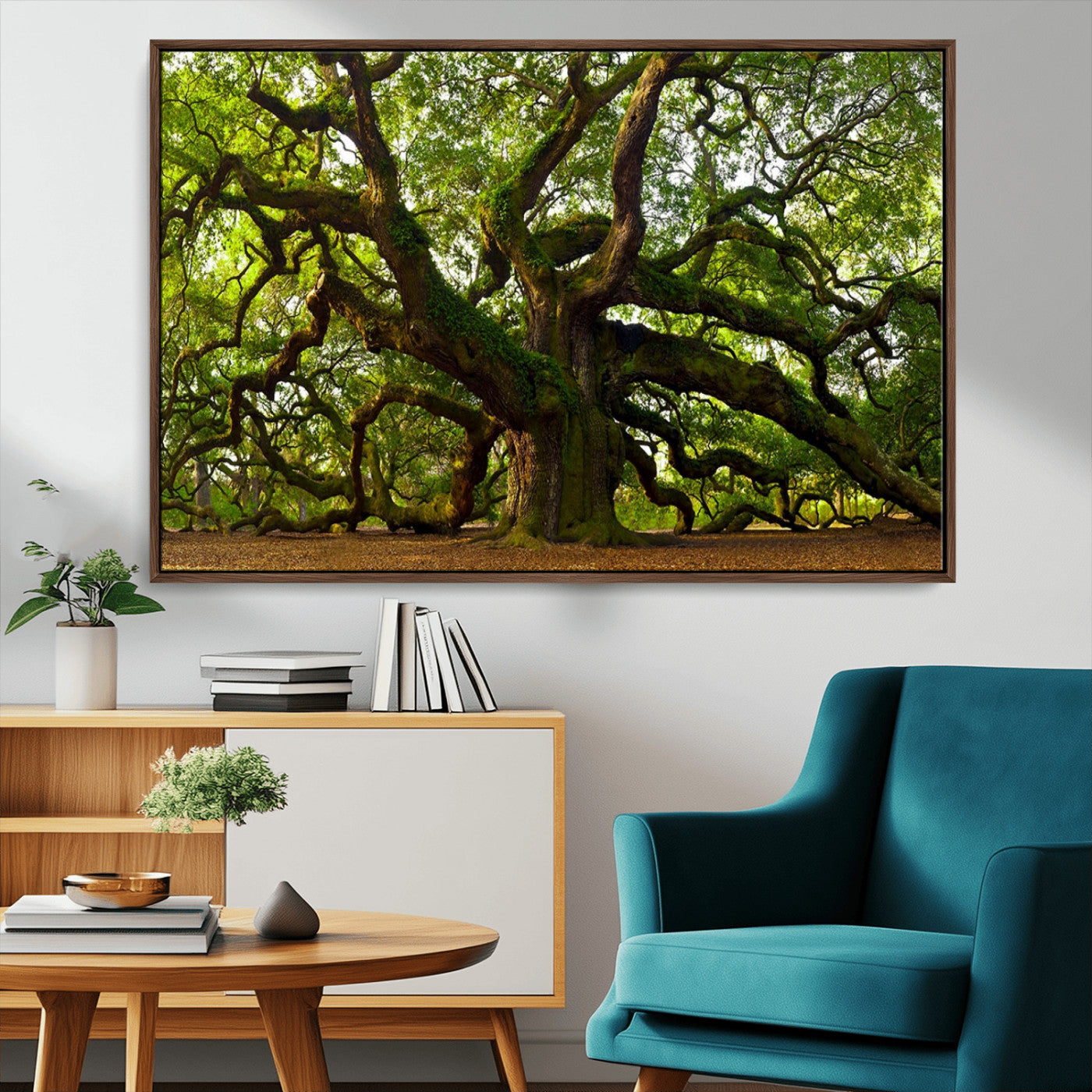 29407-MGV-FC-36X24_Walnut-Ancient Oak Tree Wall Art – Majestic Nature Canvas Print, Large Tree Photography Decor for Living Room