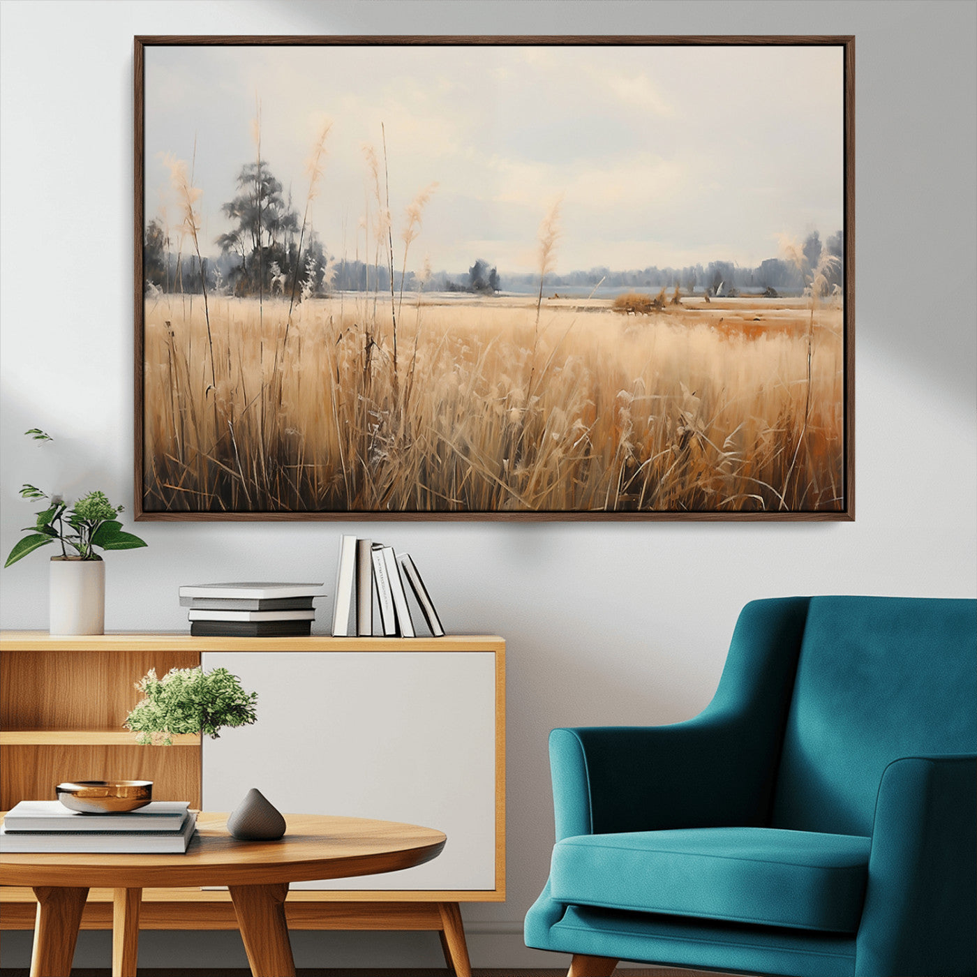 38193-MGV-CV-36X24-Golden Meadow Wall Art – Serene Grassland Landscape Canvas Print, Rustic Nature Decor for Bedroom, Living Room or Farmhouse