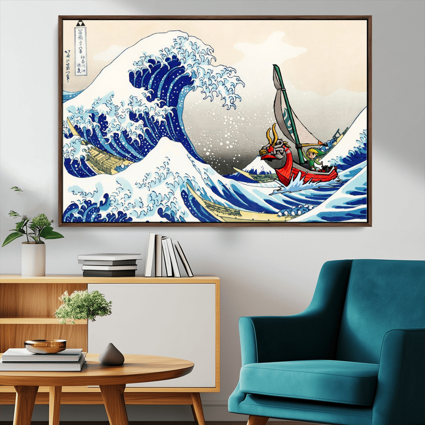 19450-MGV-CV-36X24-Great Wave Adventure Wall Art – Japanese Style Ocean Canvas Print, Fantasy Sailing Decor for Living Room, Bedroom or Office