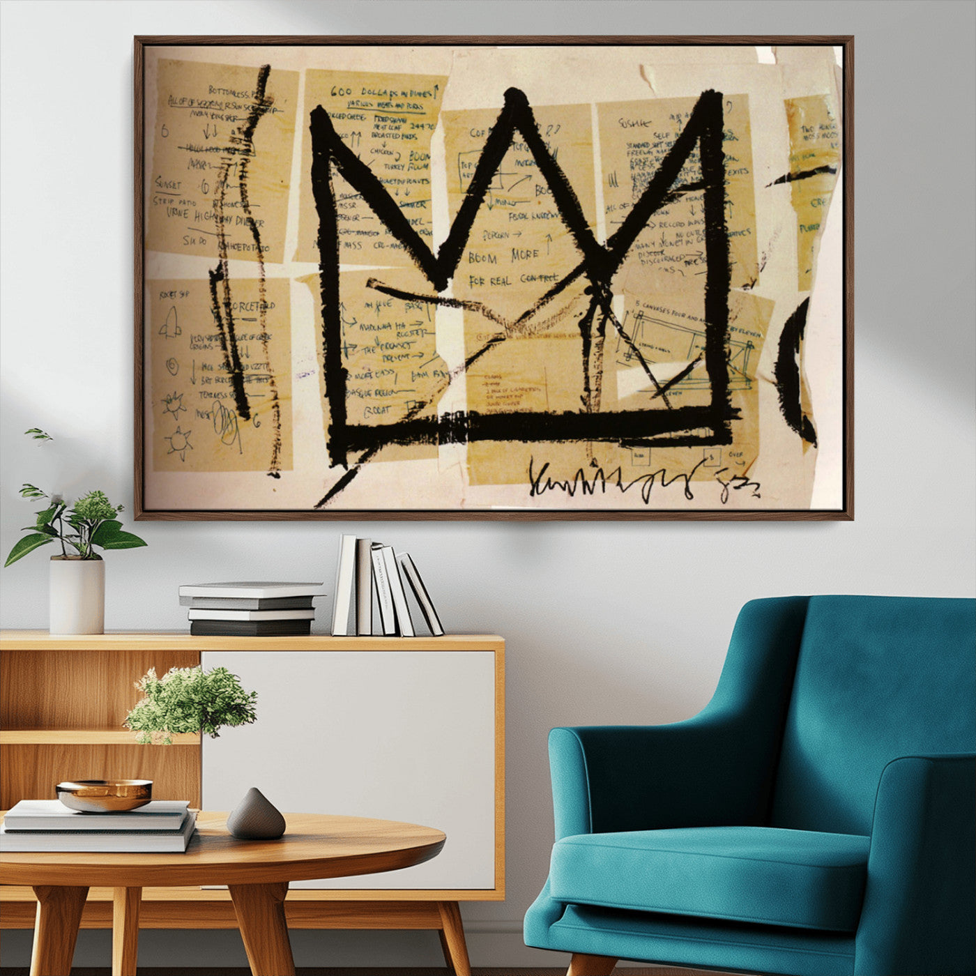 37215-MGV-CV-36X24-Abstract Crown Wall Art – Urban Graffiti Style Canvas Print Modern Street Art Design, Bold Contemporary Decor for Living Room,