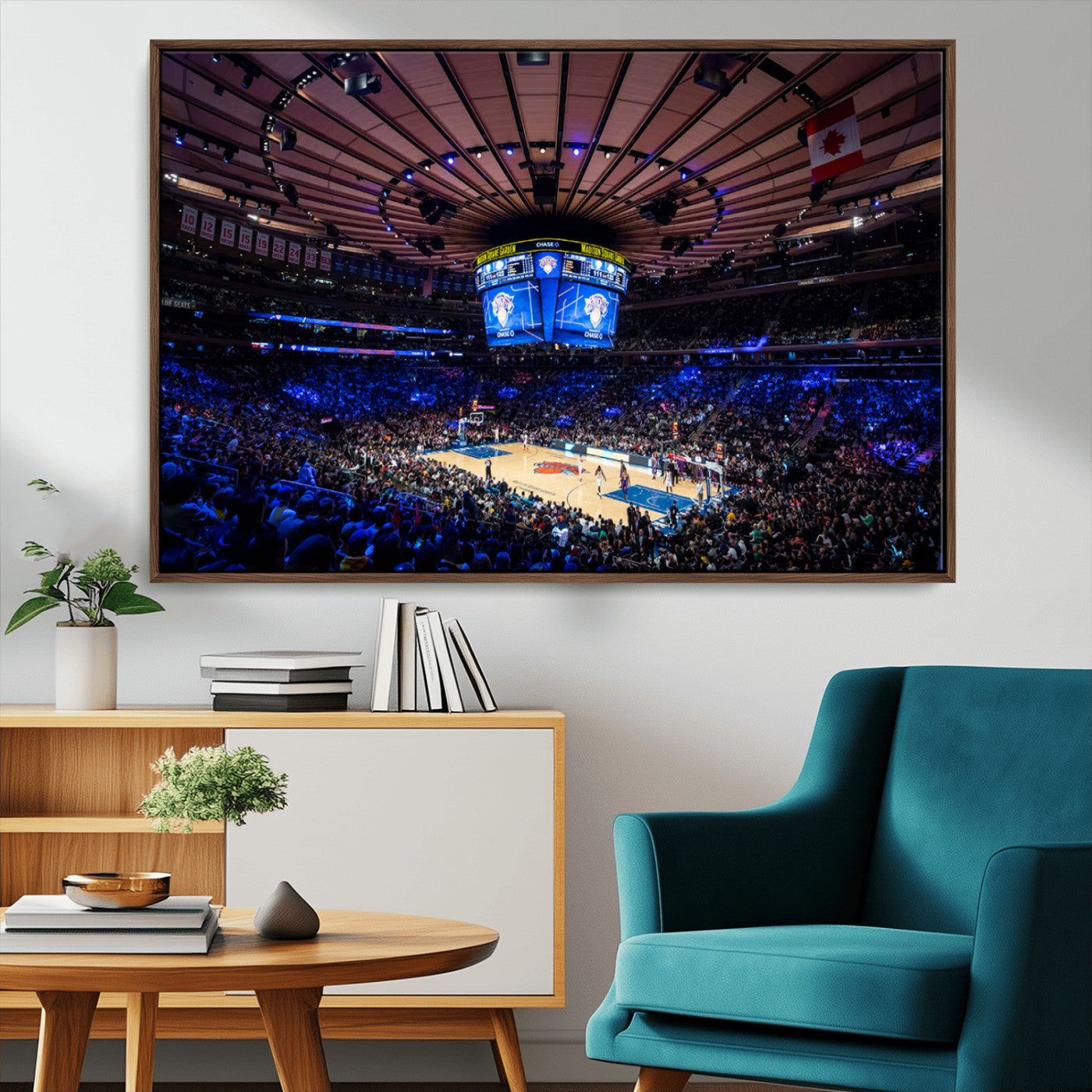 20491-MGV-FC-36X24_Walnut-Madison Square Garden Wall Art Canvas Print, Framed New York Stadium Art Picture Print, MSG Stadium Perfect Sport Room Decor