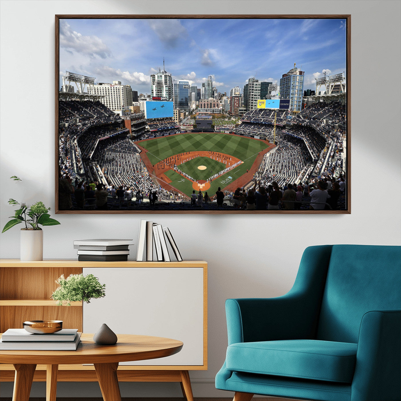 87122-MGV-FC-36X24_Walnut-Petco Park Field Wall Art Canvas Print, Framed San Diego Stadium Art Picture Print, Petco Park Stadium Perfect Sport Room Decor